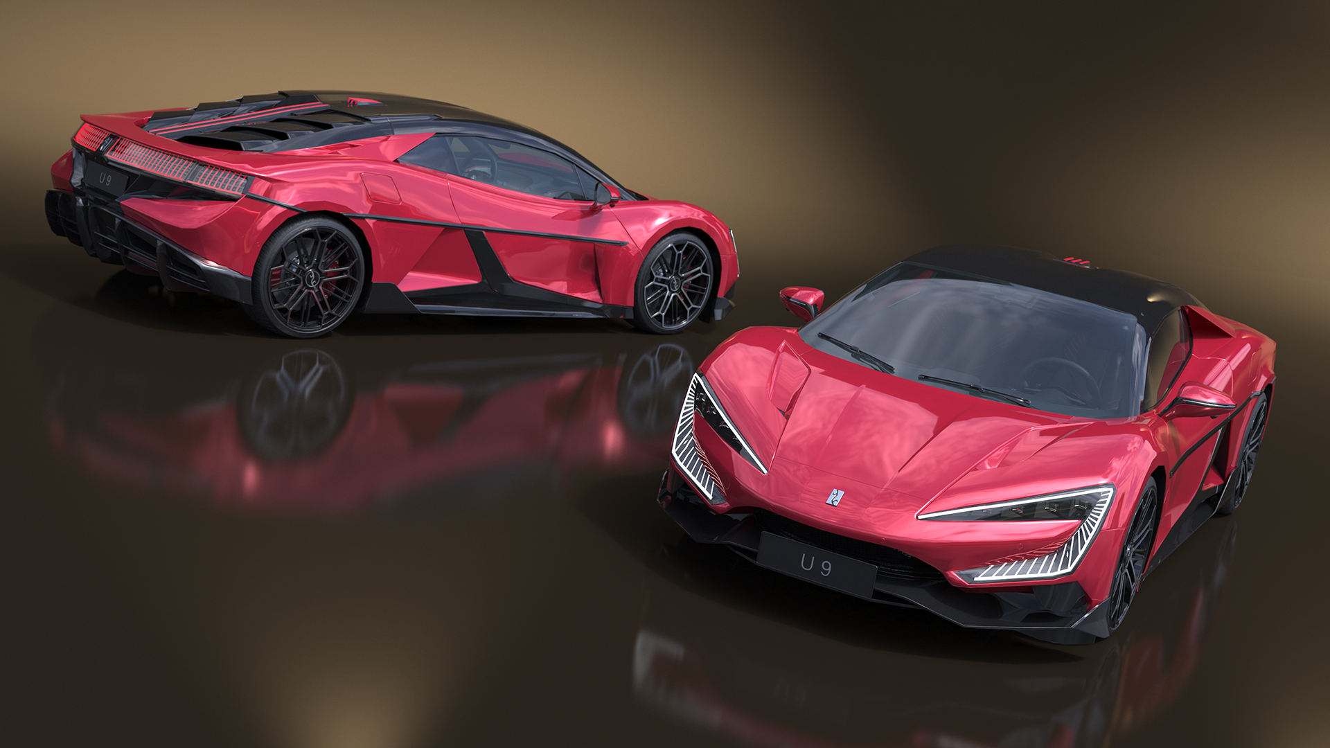 Supercar BYD Yangwang U9 Red Simplified 3D model