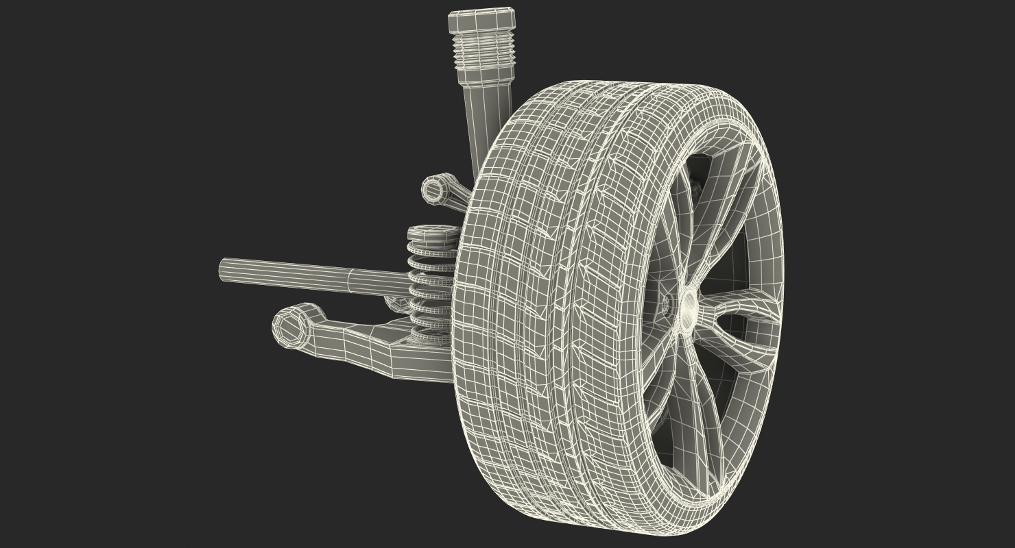 3D model Car Rear Suspension with Wheel