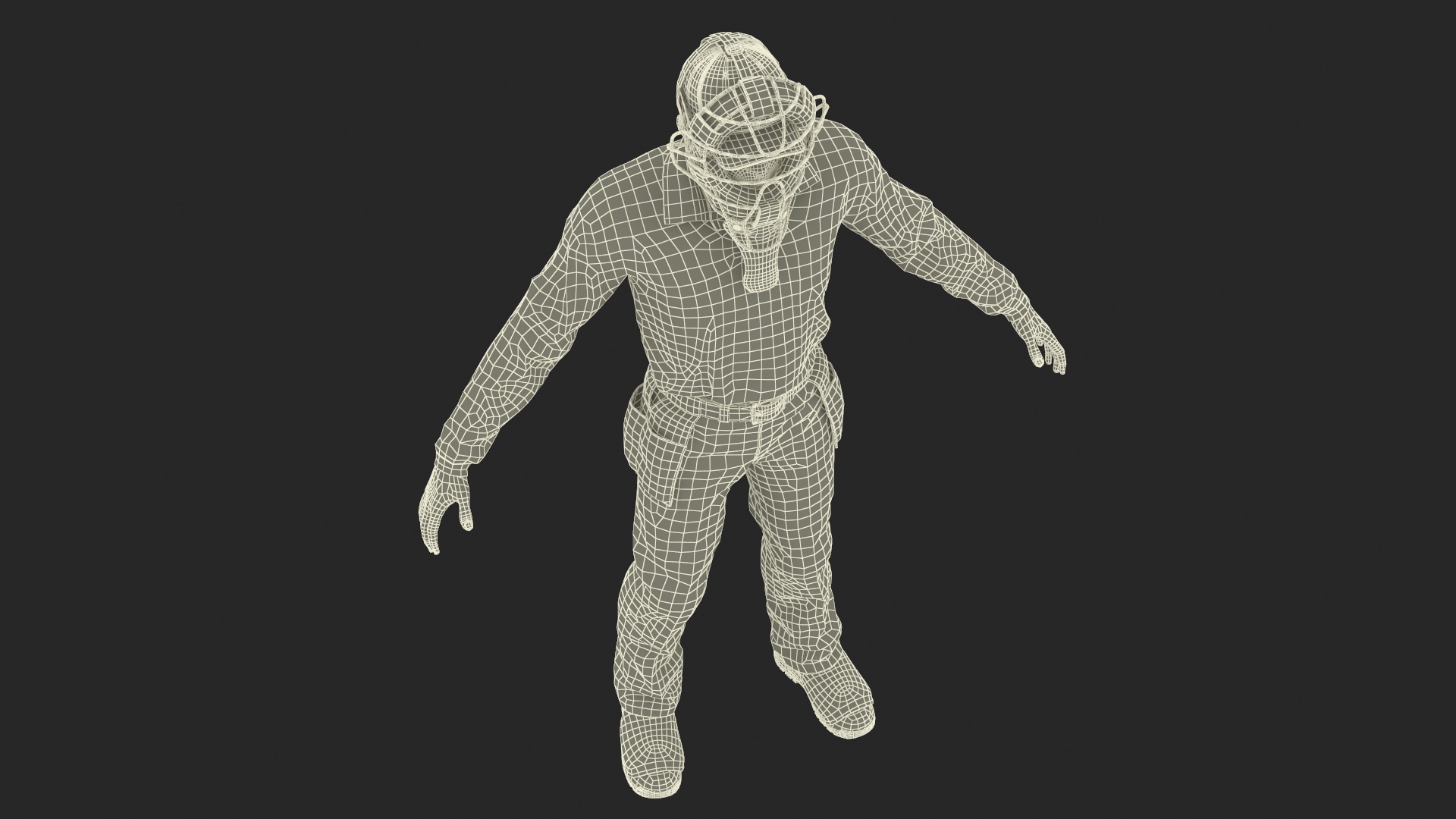 3D Baseball Umpire with Protective Mask A-Pose model