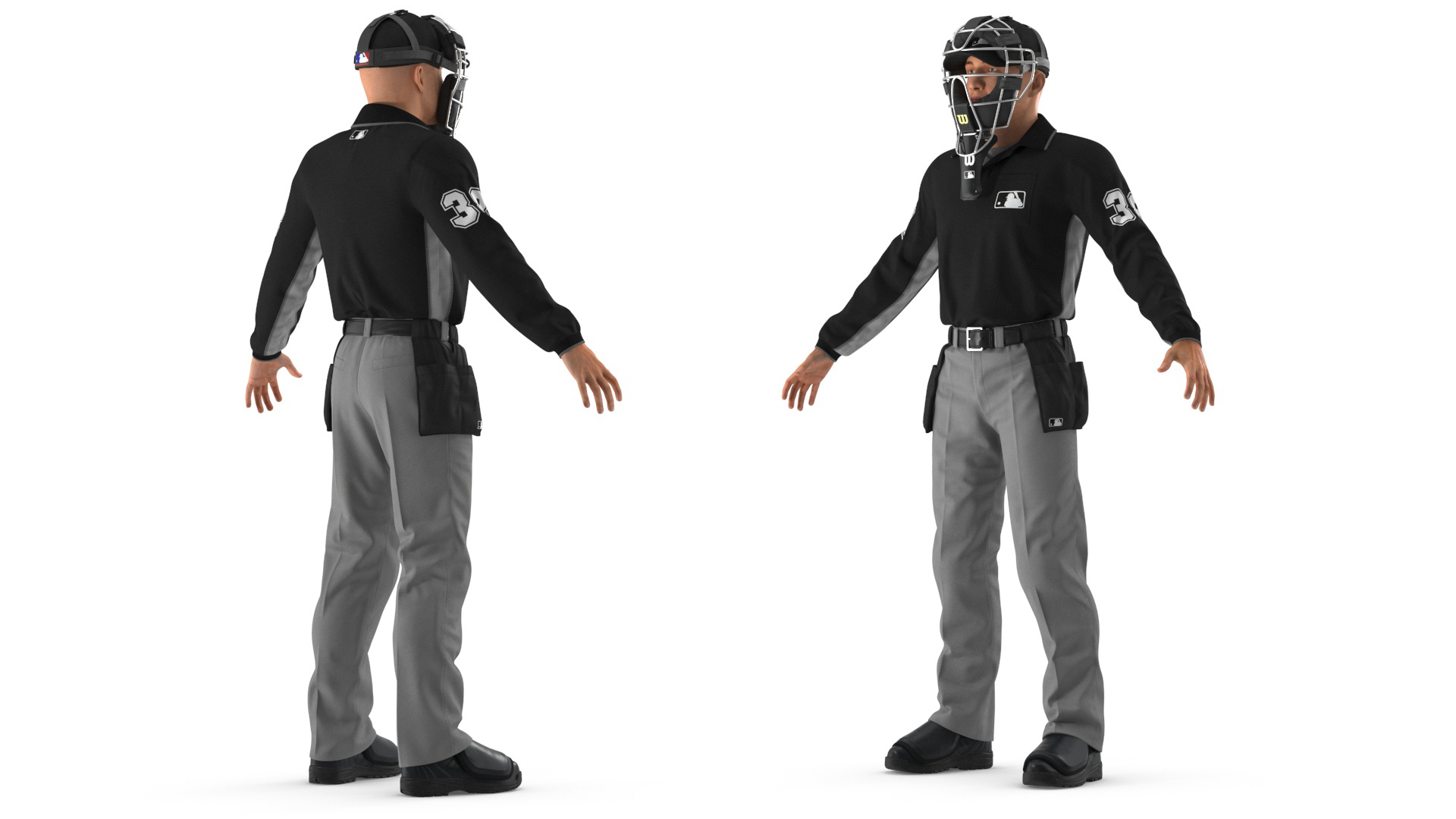 3D Baseball Umpire with Protective Mask A-Pose model