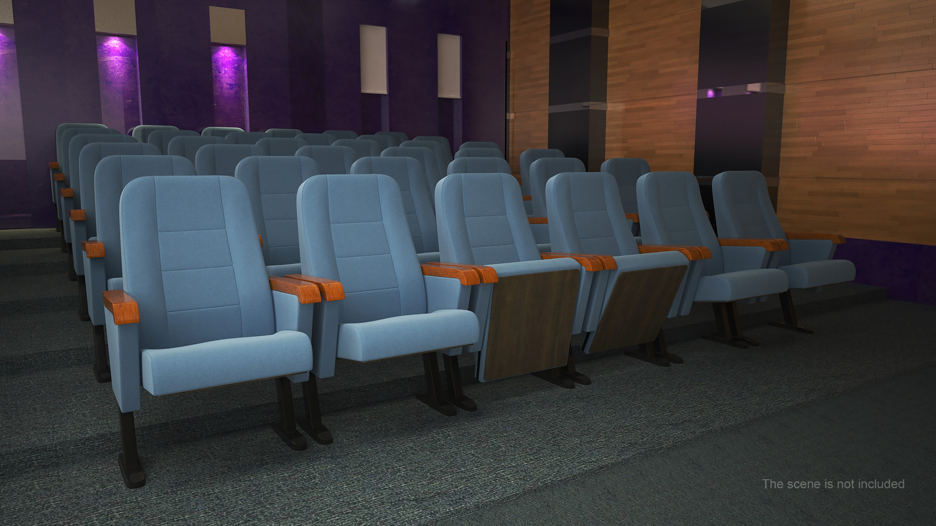 Folding Auditorium Chair Blue 3D model