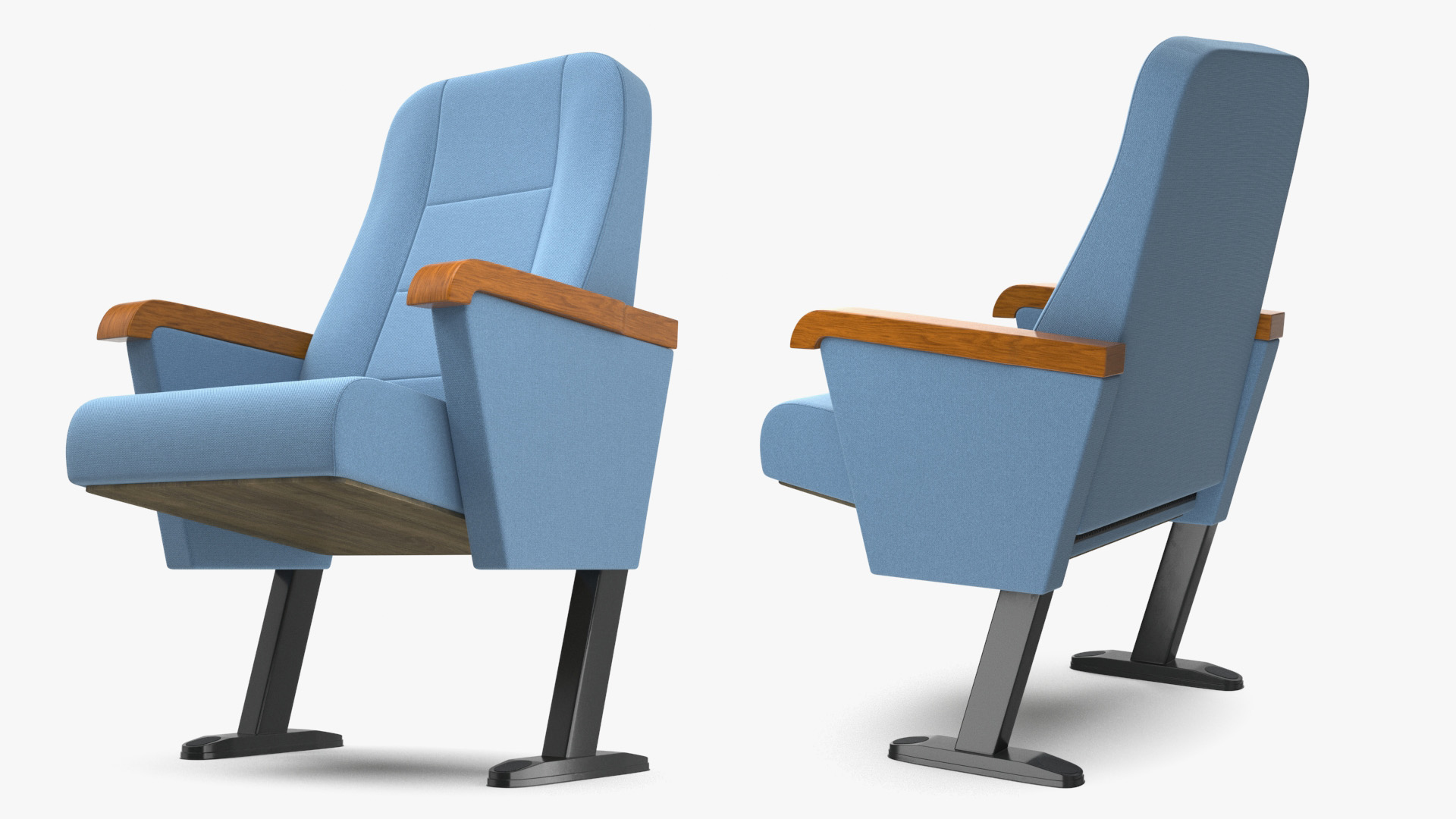 Folding Auditorium Chair Blue 3D model