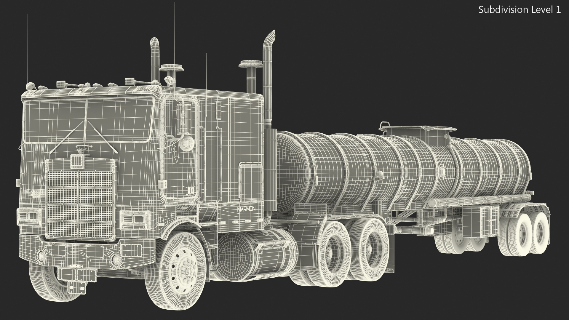 Marmon Truck with Tanker Trailer Rigged 3D model