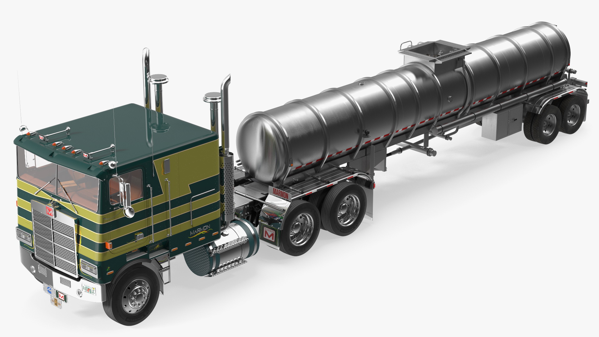 Marmon Truck with Tanker Trailer Rigged 3D model