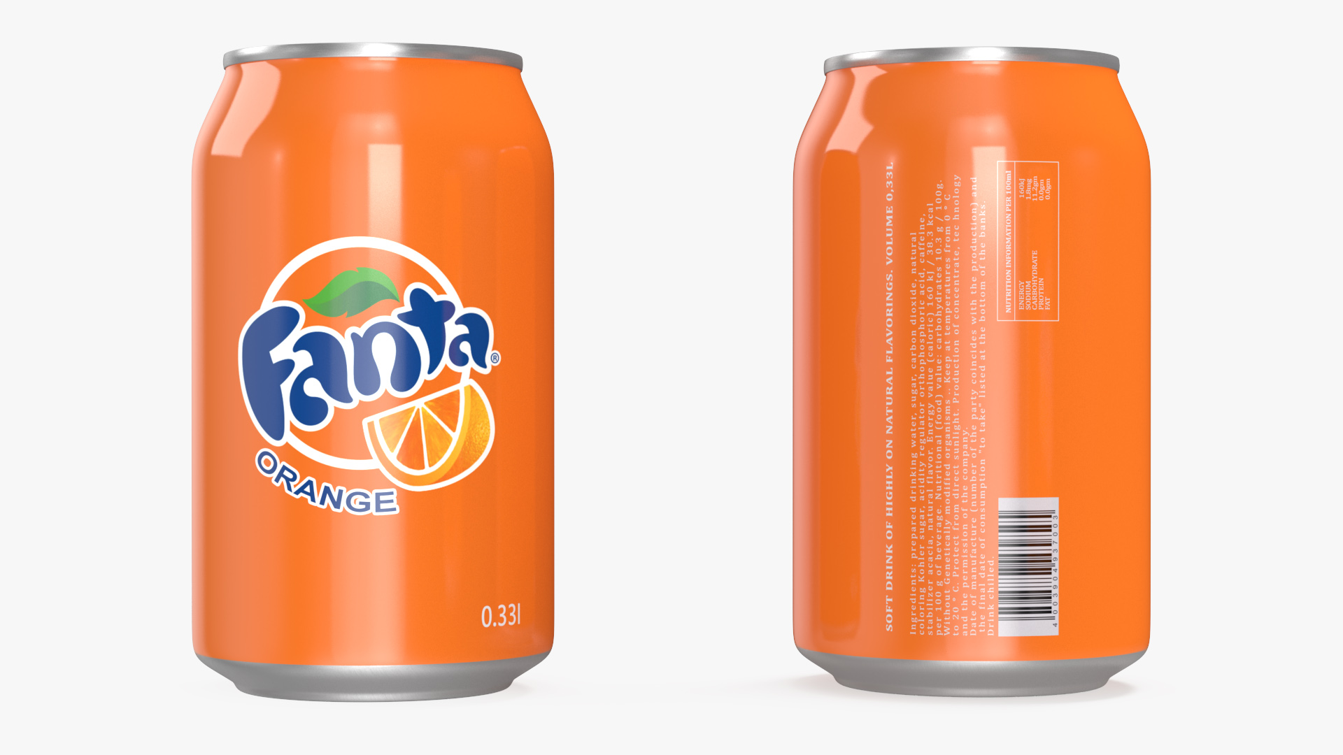 Fanta Orange Carbonated Drink 033l 3D model