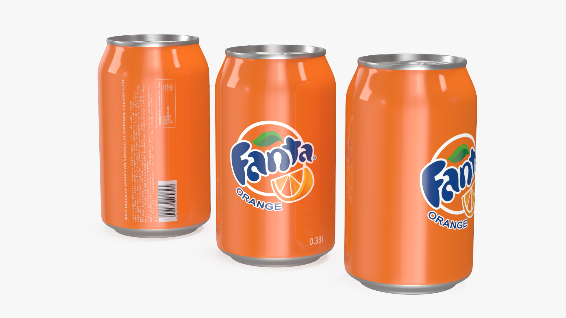 Fanta Orange Carbonated Drink 033l 3D model