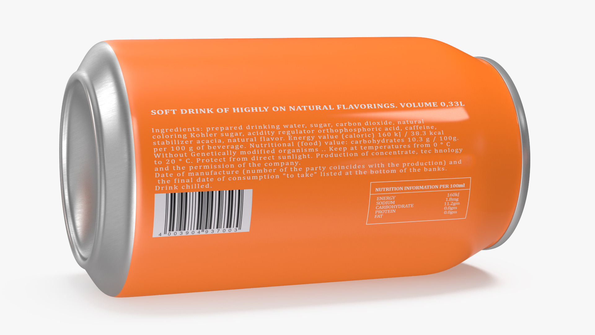 Fanta Orange Carbonated Drink 033l 3D model