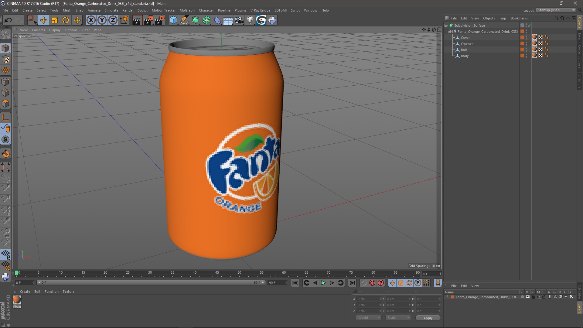 Fanta Orange Carbonated Drink 033l 3D model