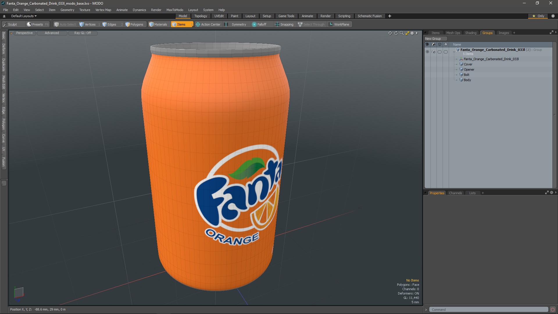 Fanta Orange Carbonated Drink 033l 3D model