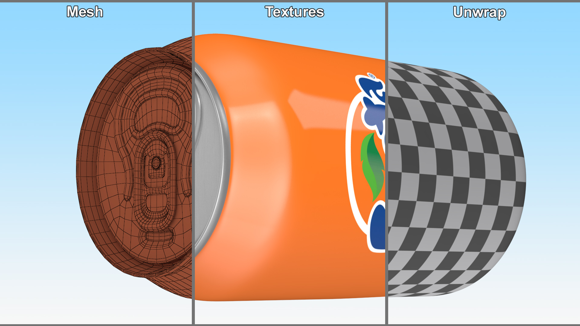 Fanta Orange Carbonated Drink 033l 3D model