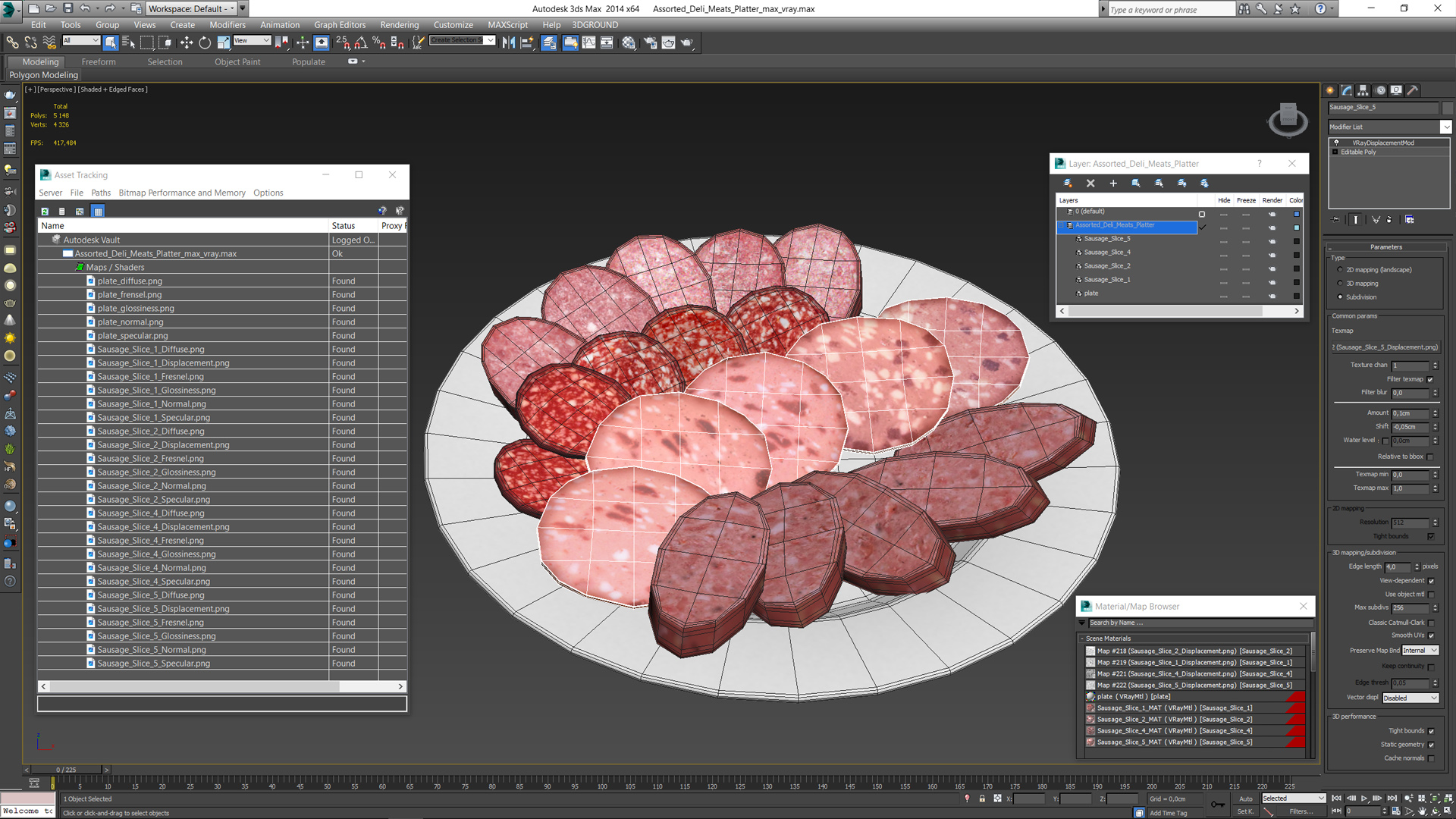 Assorted Deli Meats Platter 3D