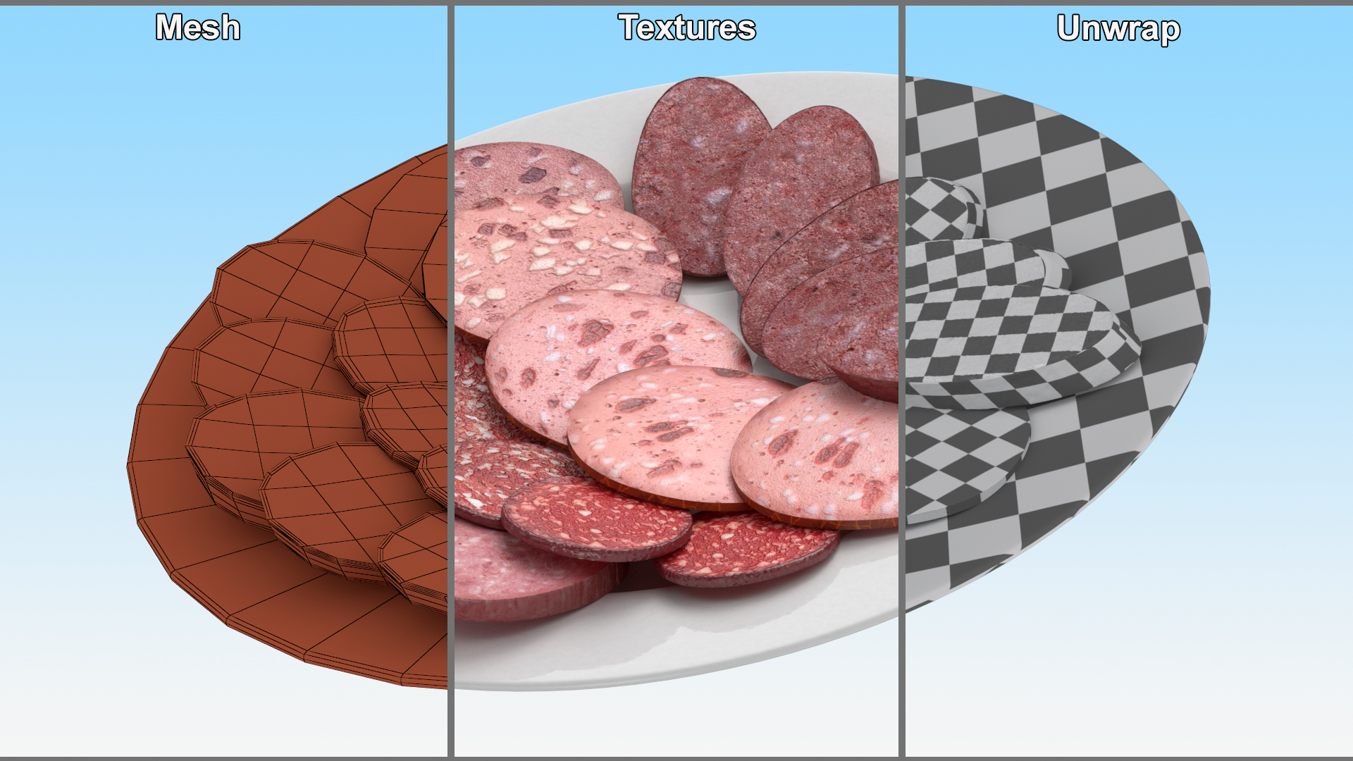 Assorted Deli Meats Platter 3D