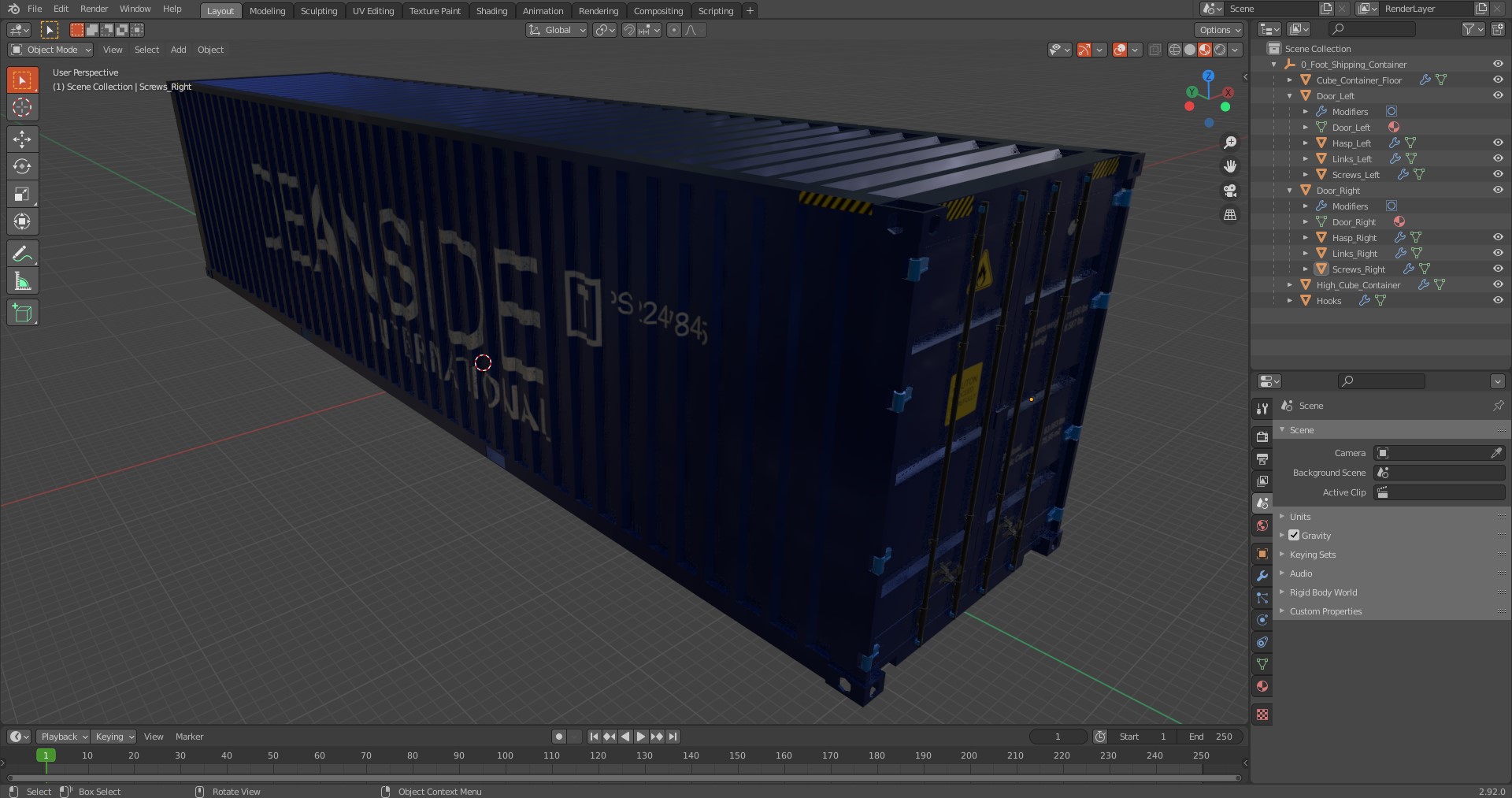 3D 40 Foot Shipping Container