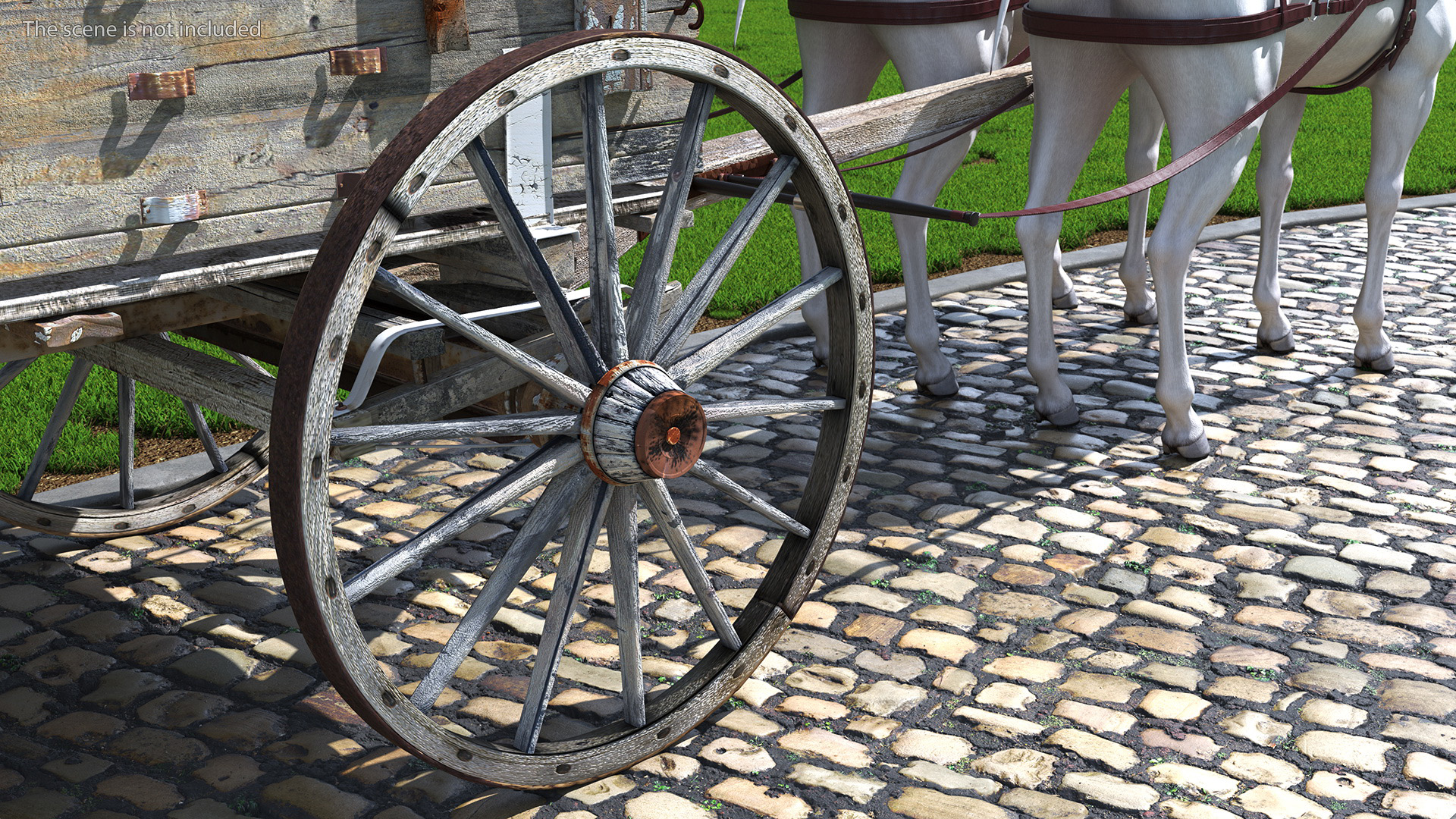 Rustic Old Wooden Wagon Wheel 3D model