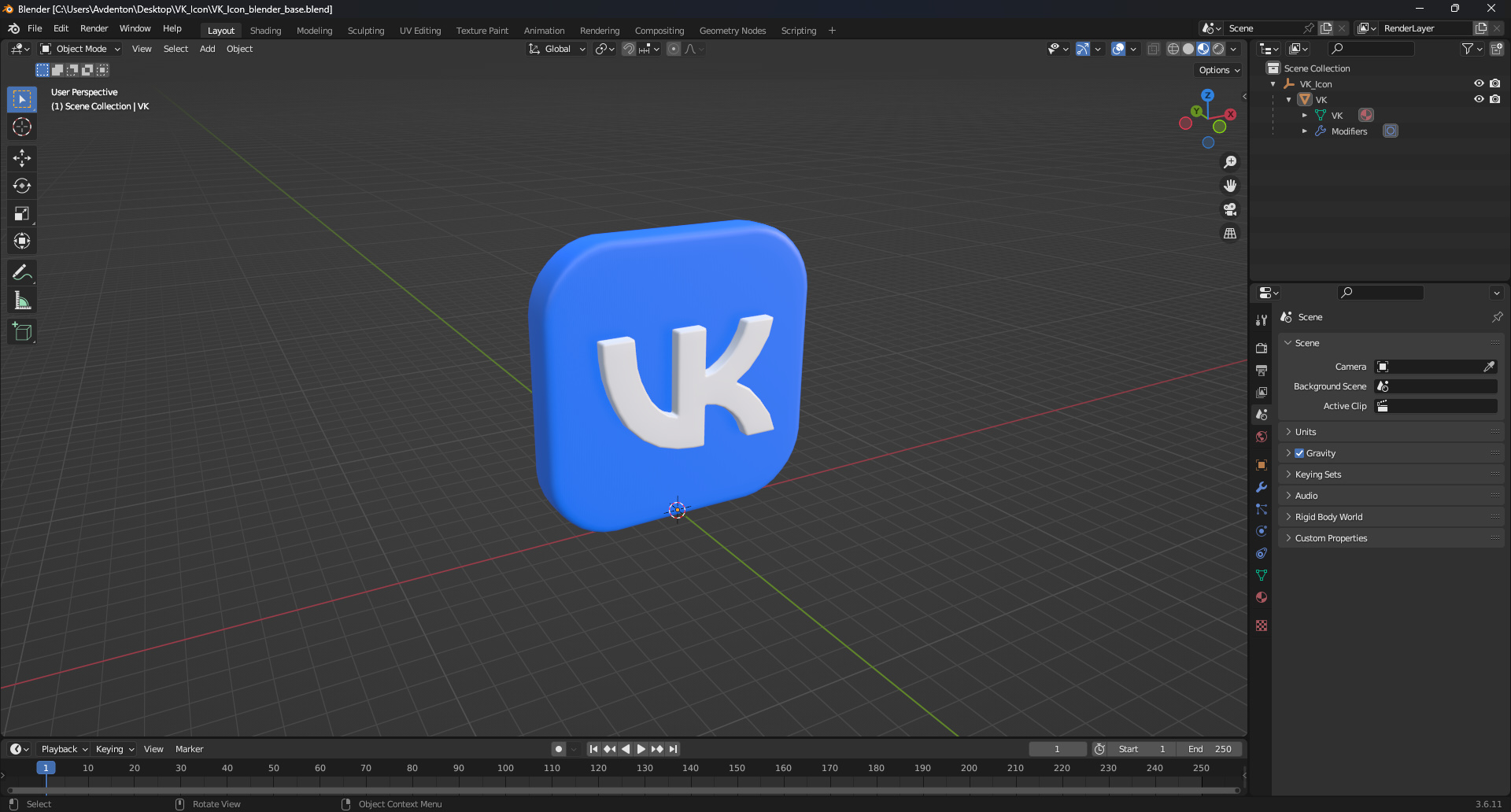 VK Icon 3D model