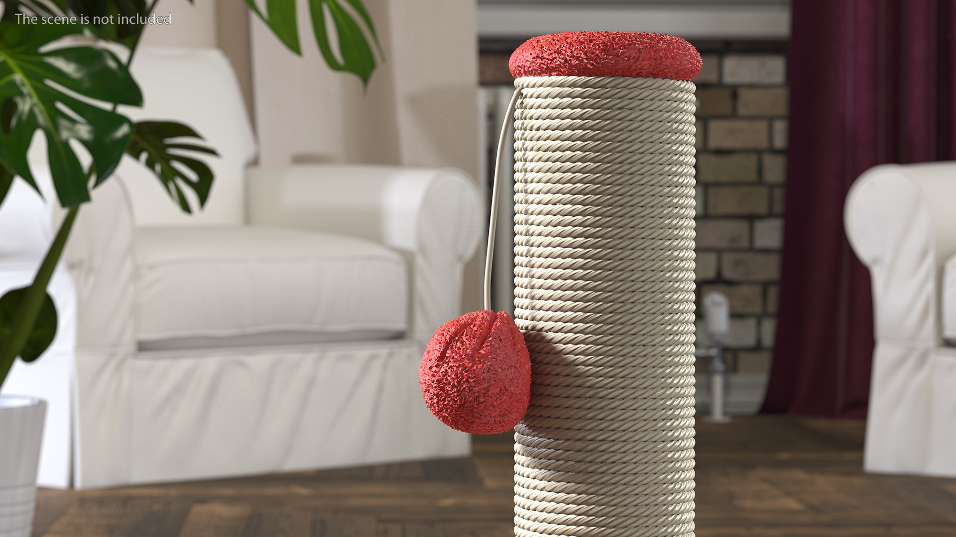 3D Cat Scratching Post Ball Red model