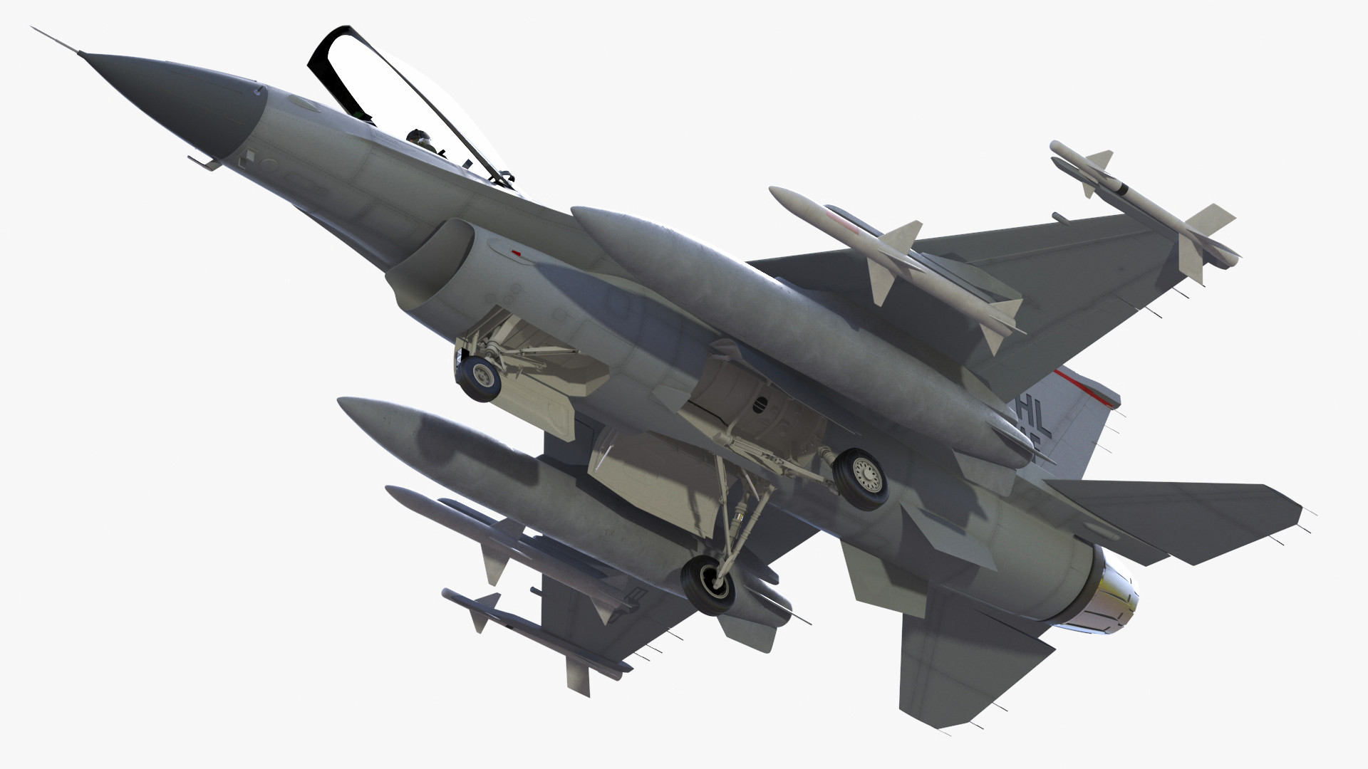 3D Fighter F 16 Fighting Falcon With Jet Armament Rigged model