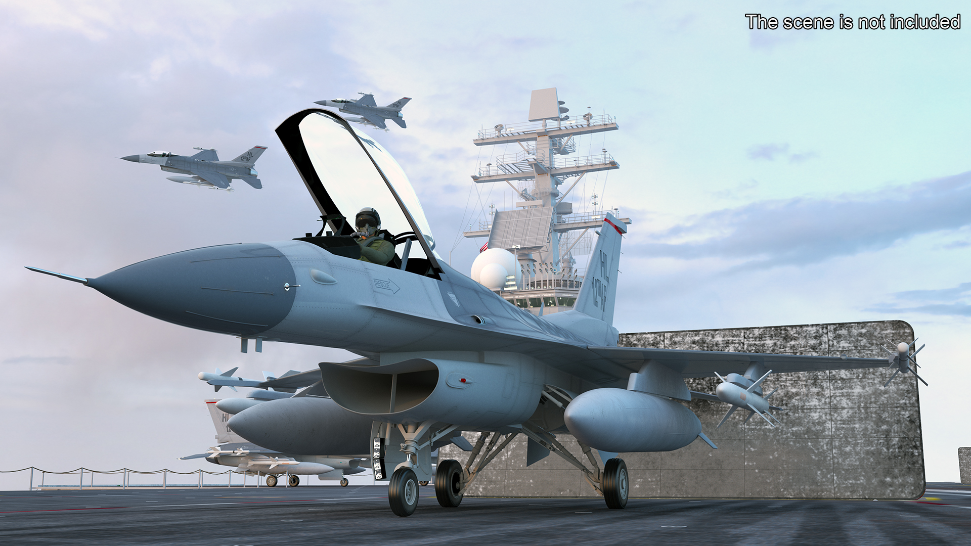 3D Fighter F 16 Fighting Falcon With Jet Armament Rigged model