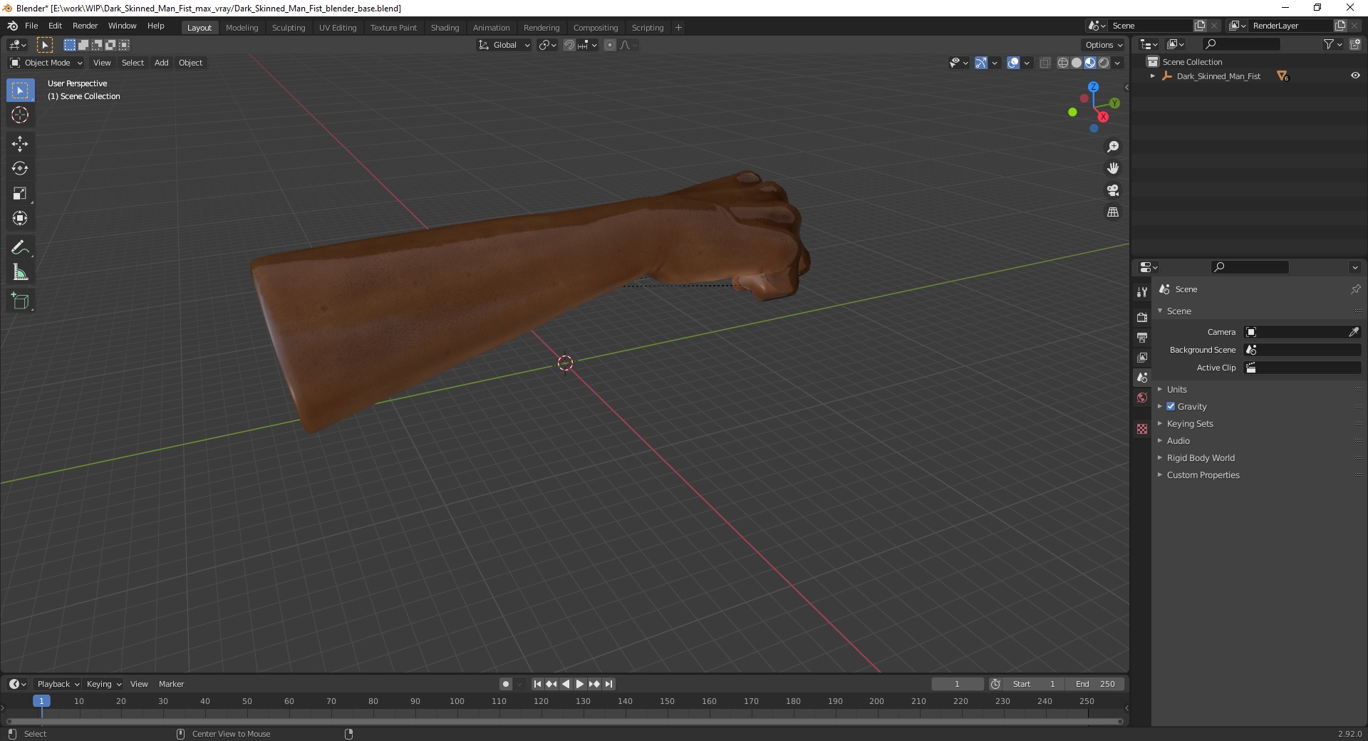 3D Dark Skinned Man Fist