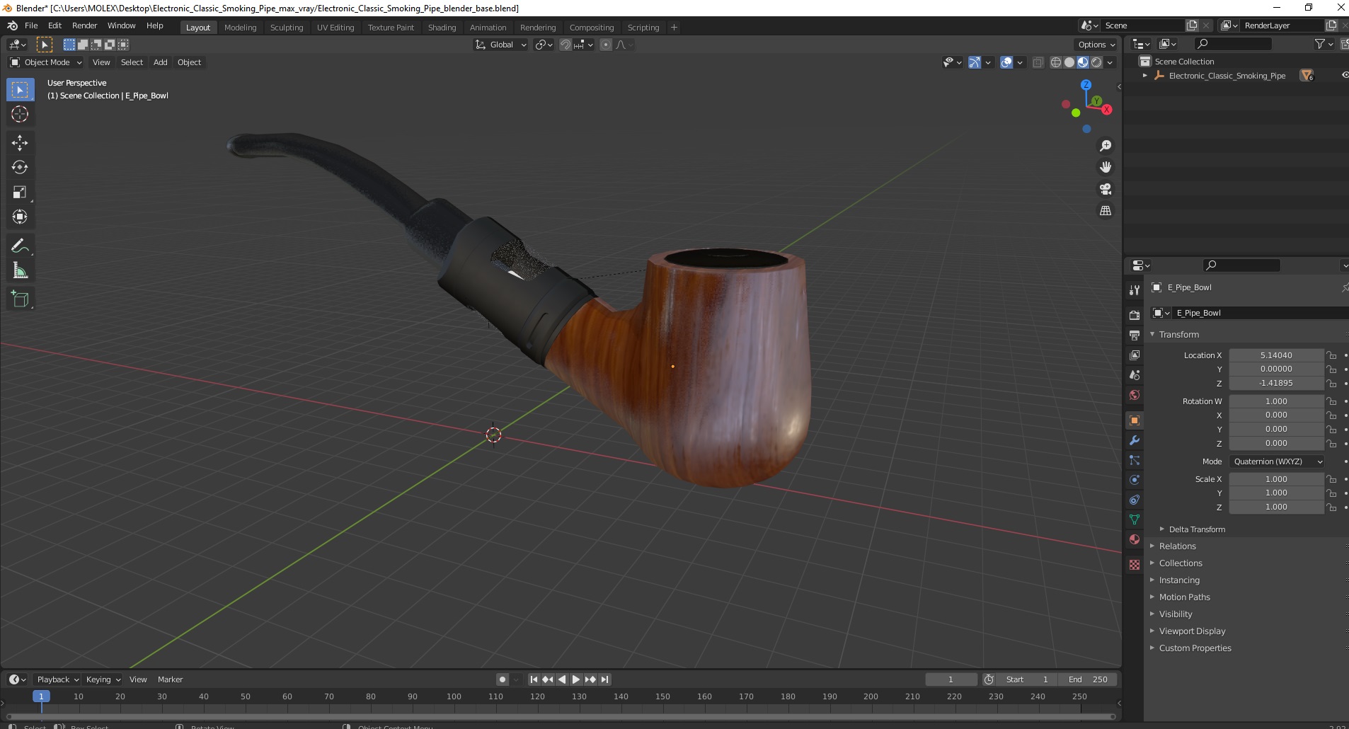 3D Electronic Classic Smoking Pipe