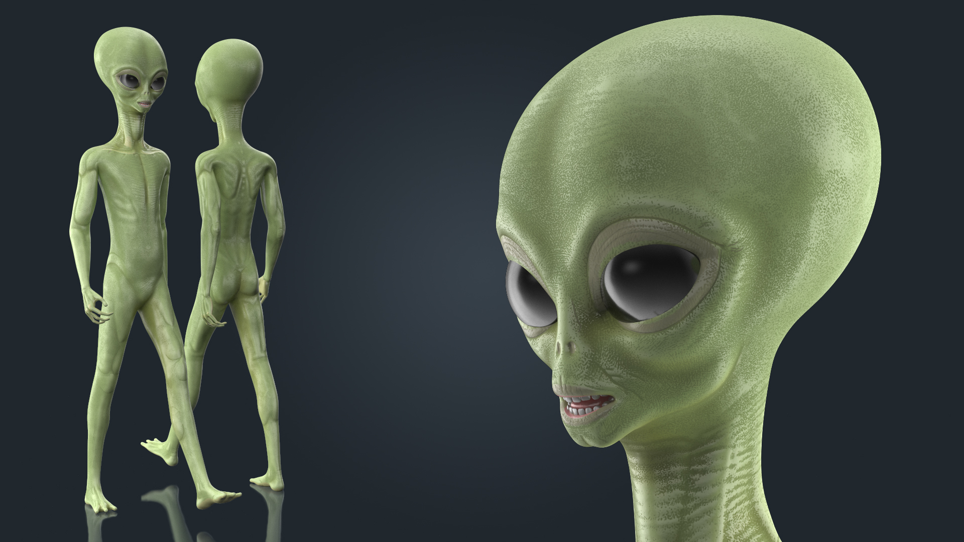 3D Cartoon Alien Walking Pose