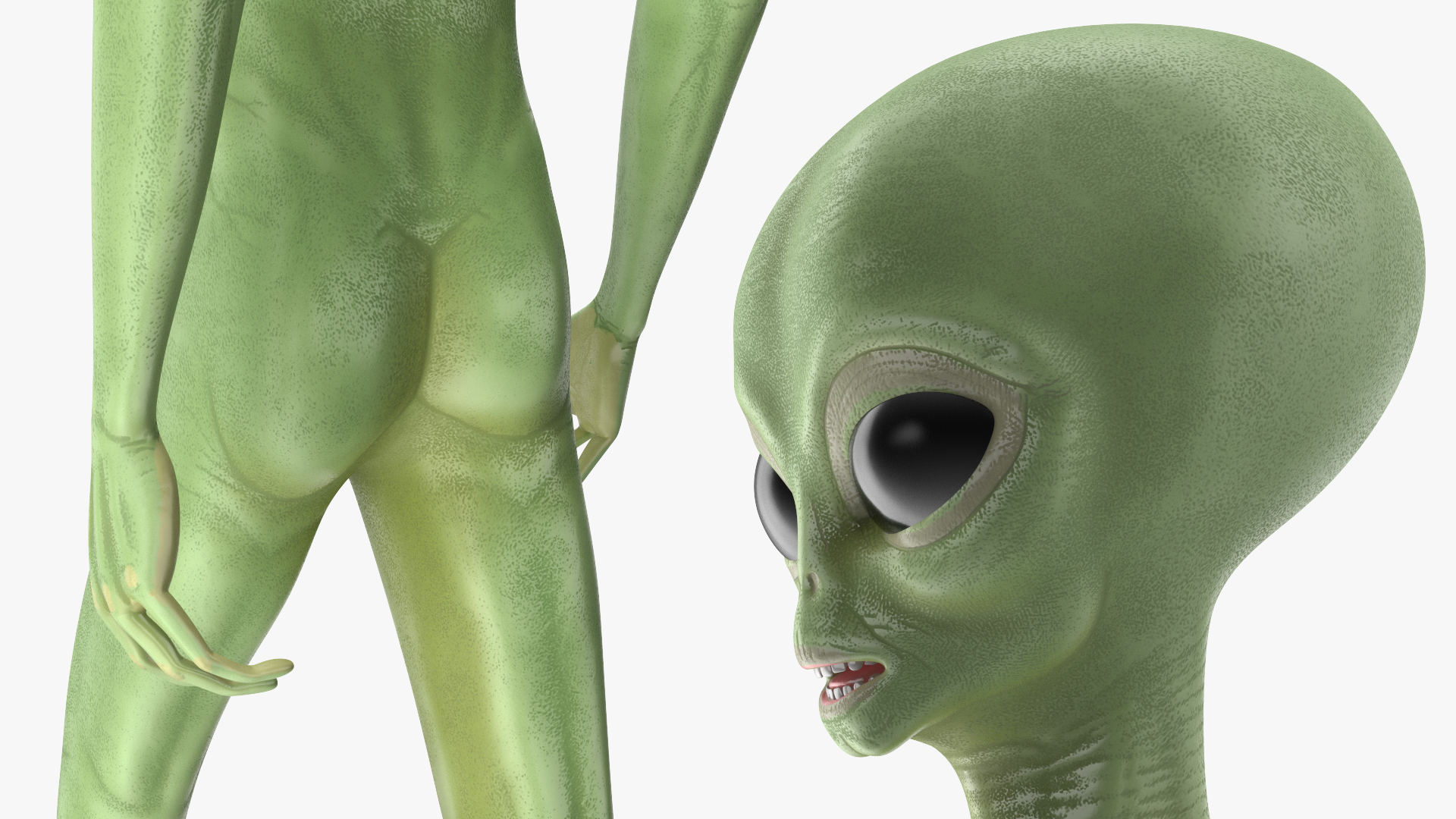 3D Cartoon Alien Walking Pose