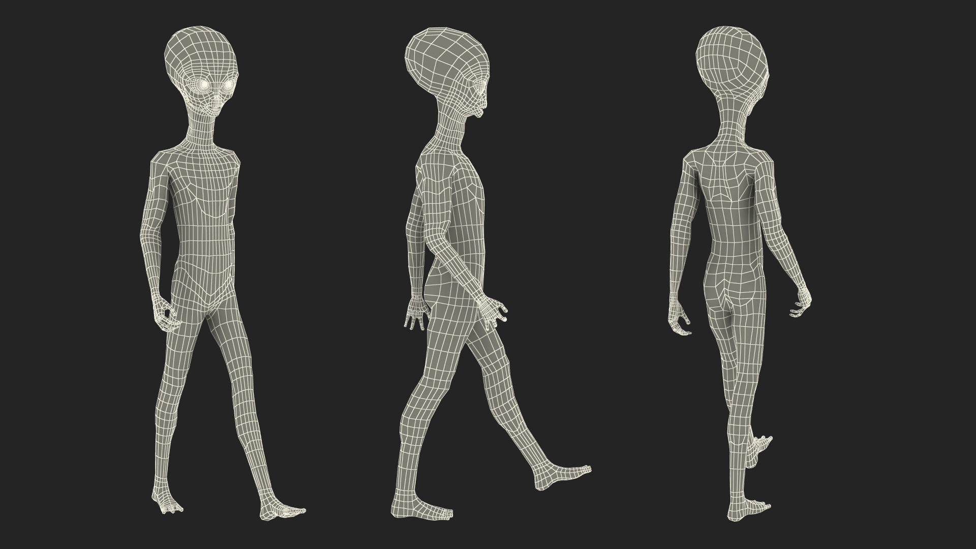 3D Cartoon Alien Walking Pose