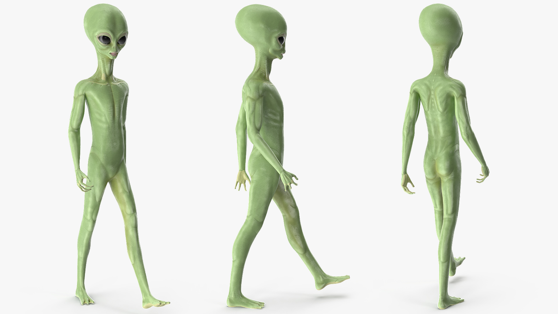 3D Cartoon Alien Walking Pose