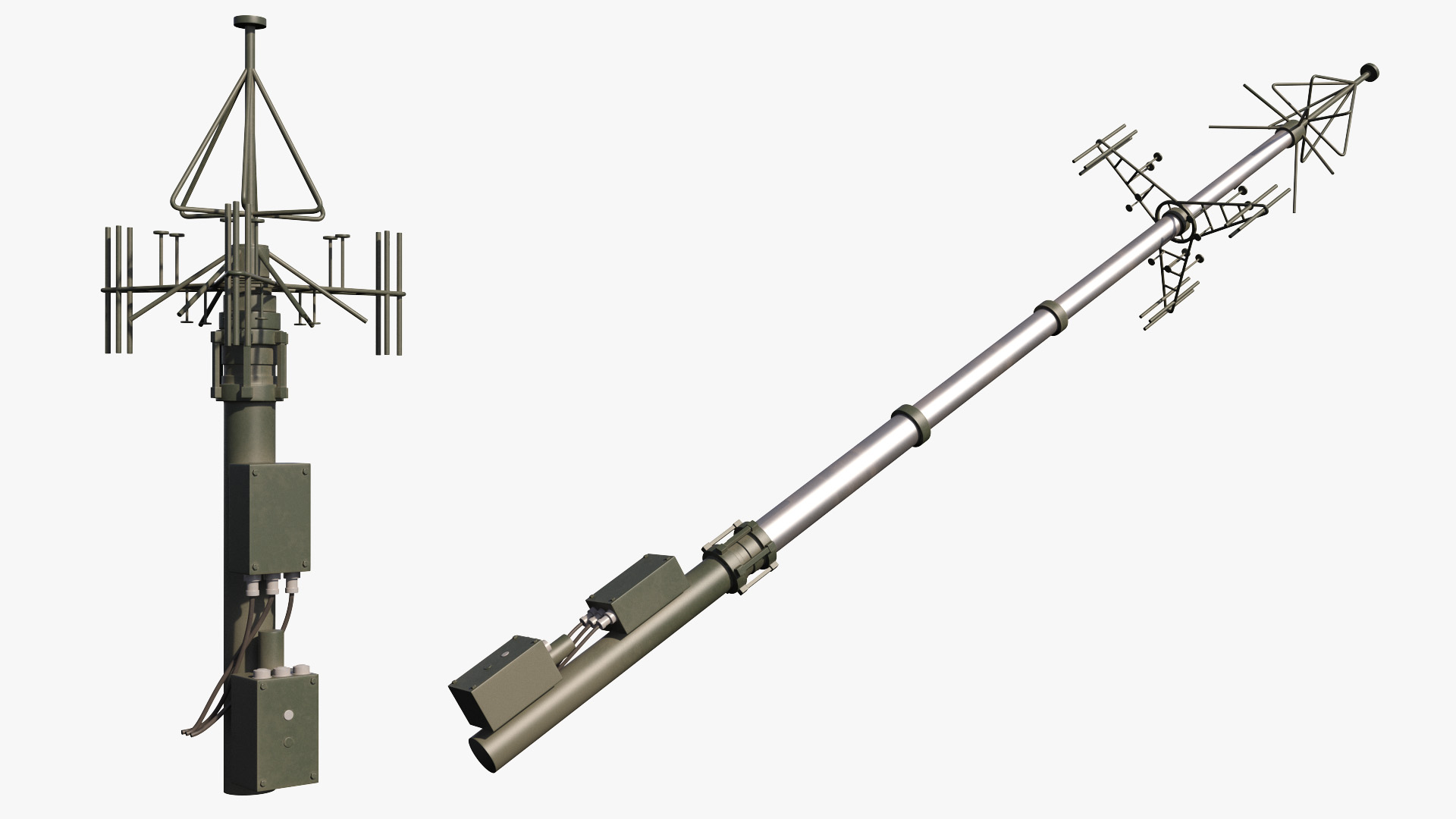 3D model Telescopic Antenna Mast Rigged