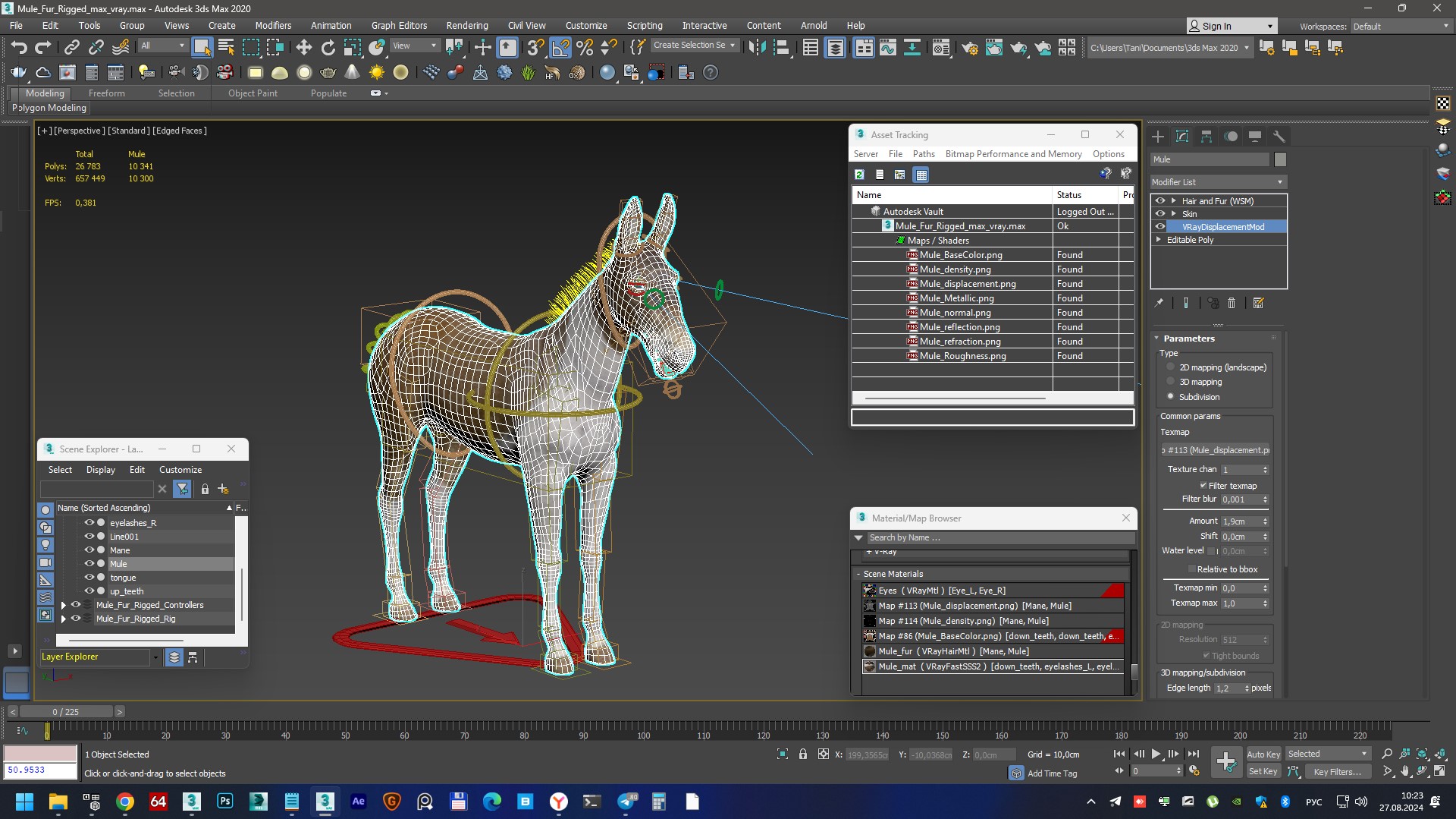 3D model Mule Fur Rigged