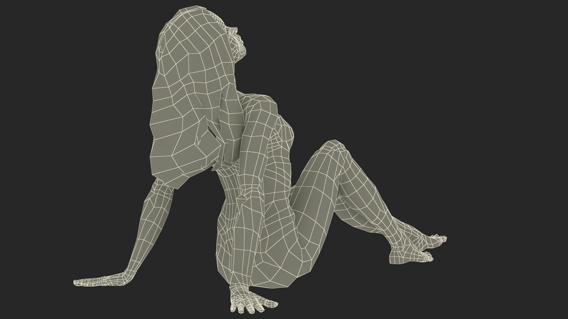 3D Naked European Woman Sitting model