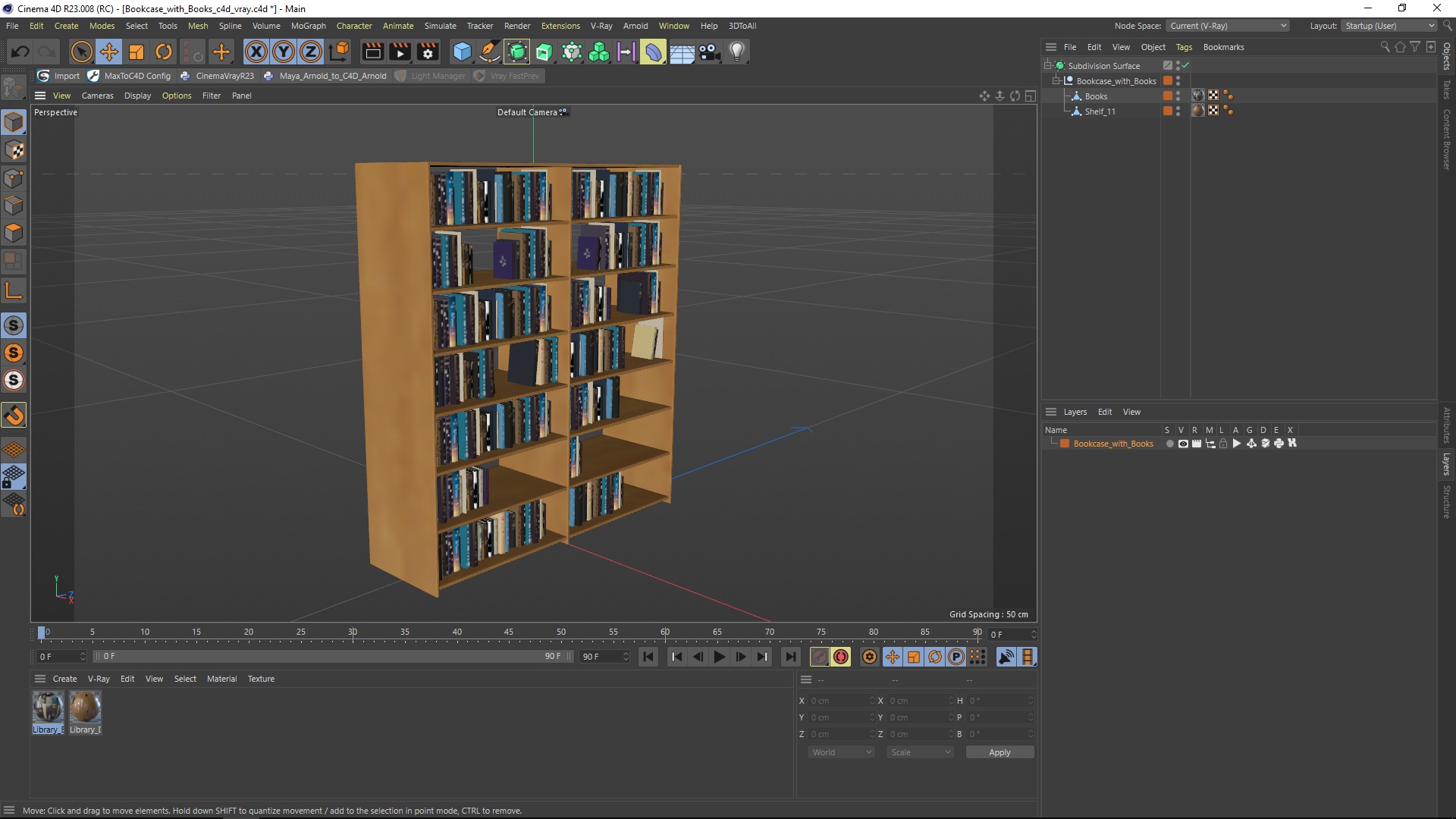 Bookcase with Books 3D model