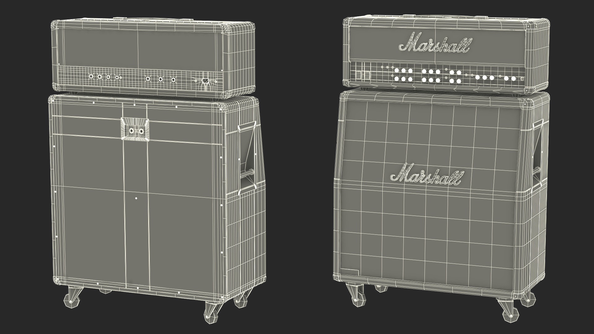 Marshall Guitar Amplifier and Cabinet 3D