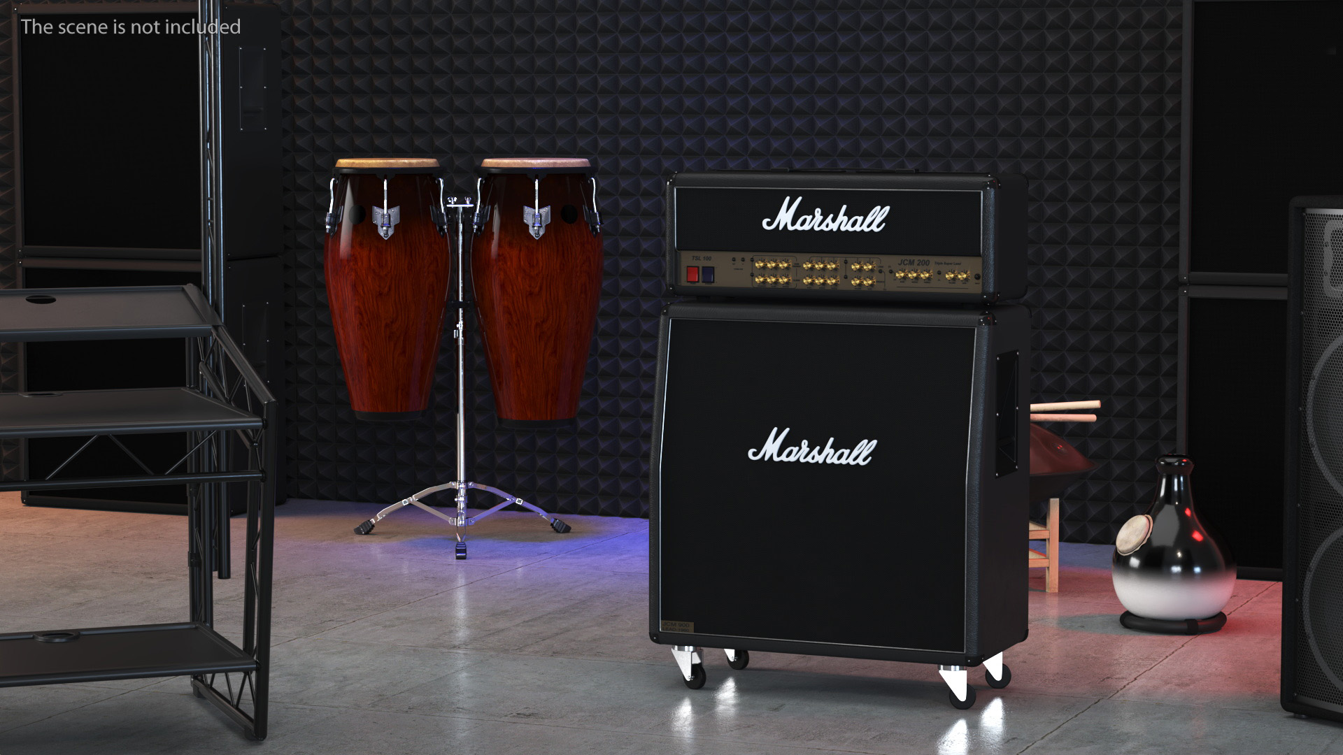 Marshall Guitar Amplifier and Cabinet 3D