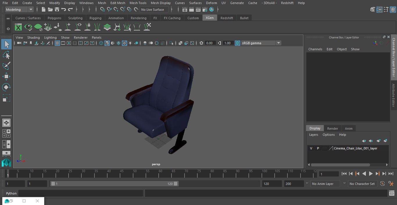 3D Cinema Chair Lilac model