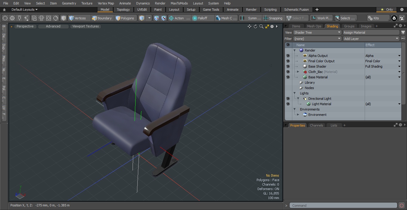 3D Cinema Chair Lilac model