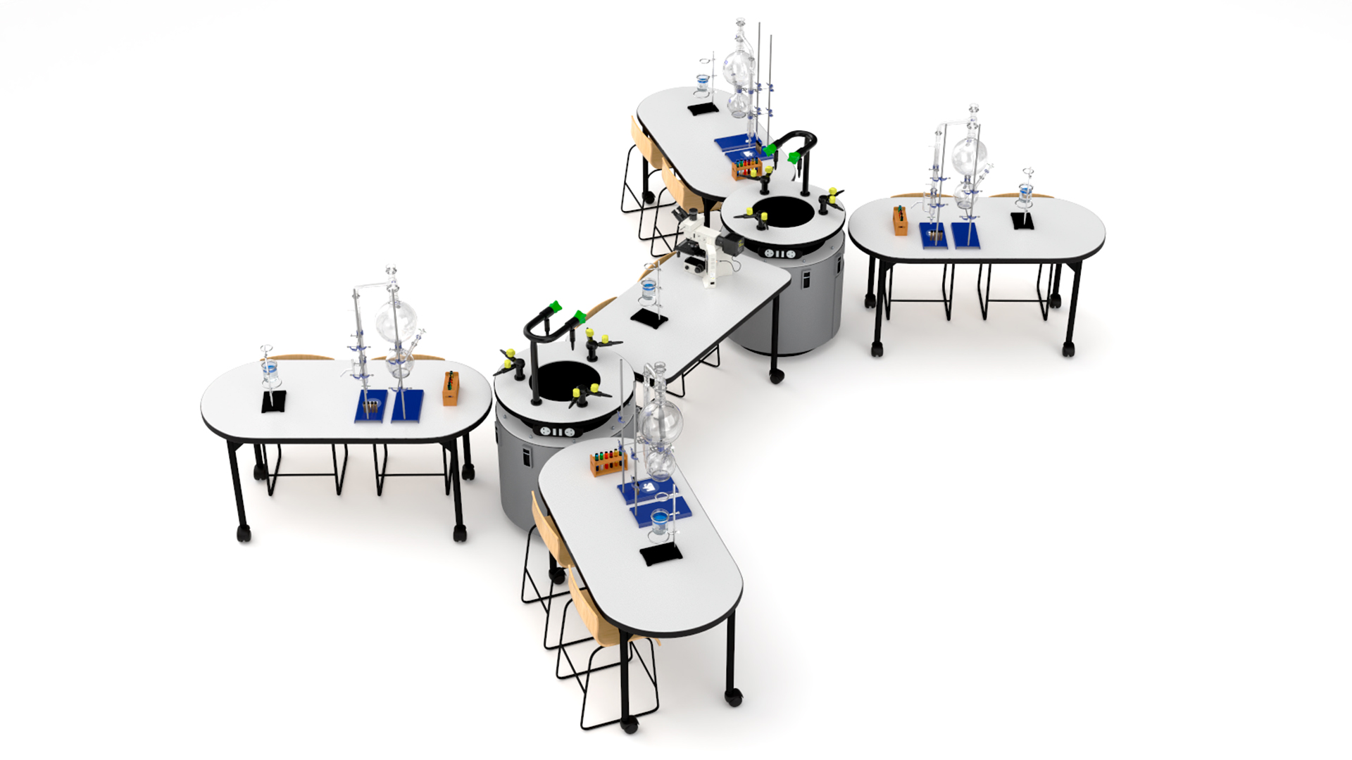 3D model Modular Furniture Set with Equipment for Chemistry Classroom