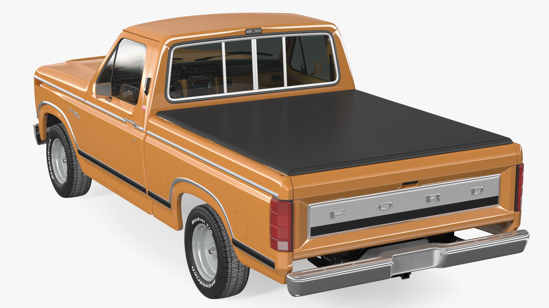 Ford F Series Ranger 1980 Pickup Truck Orange Rigged 3D