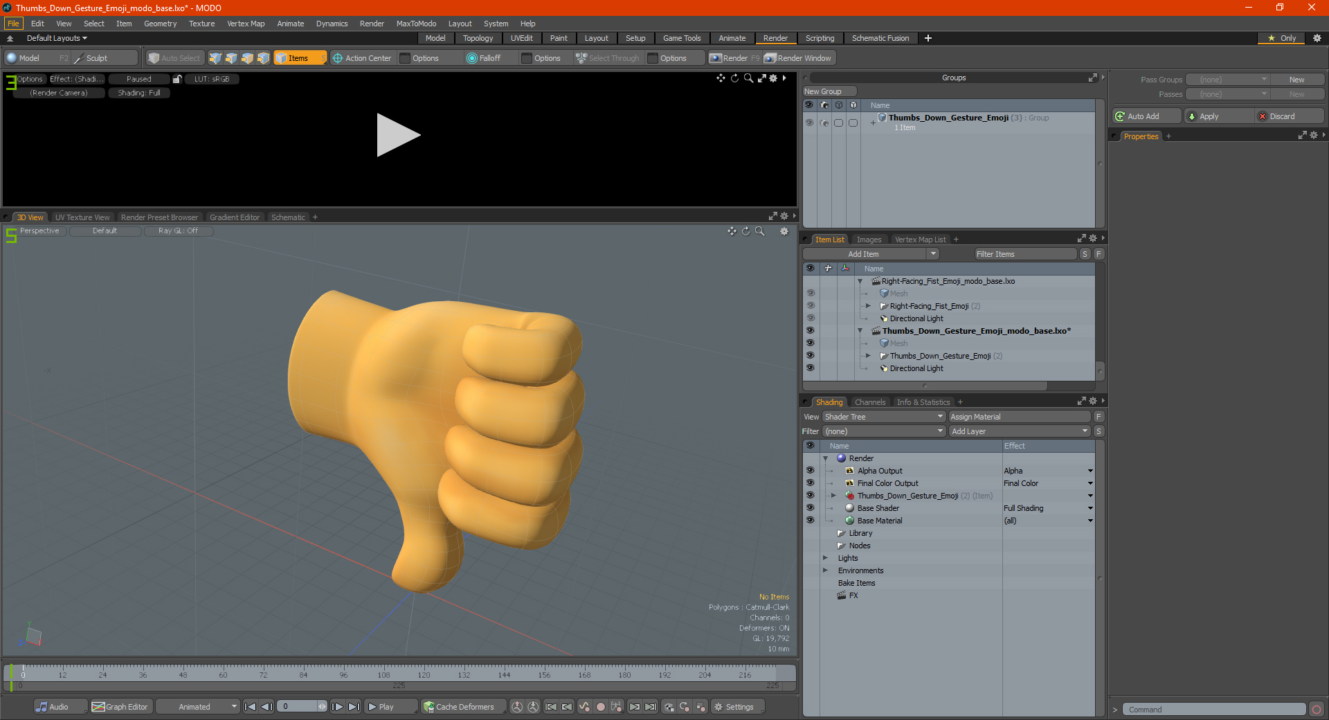 3D model Thumbs Down Gesture Emoji