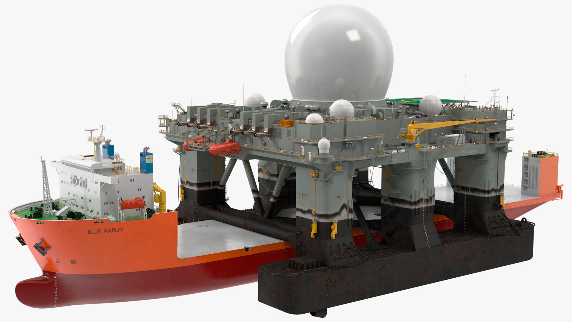 Blue Marlin Heavy Lift Vessel with Sea SBX RIgged 3D model