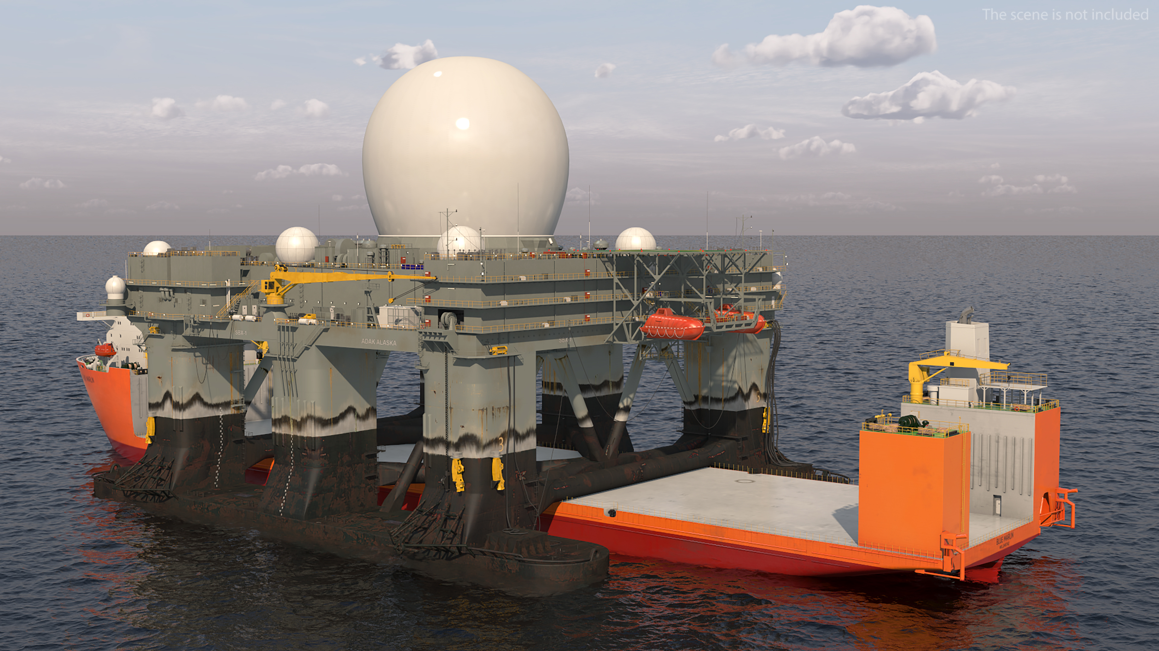 Blue Marlin Heavy Lift Vessel with Sea SBX RIgged 3D model