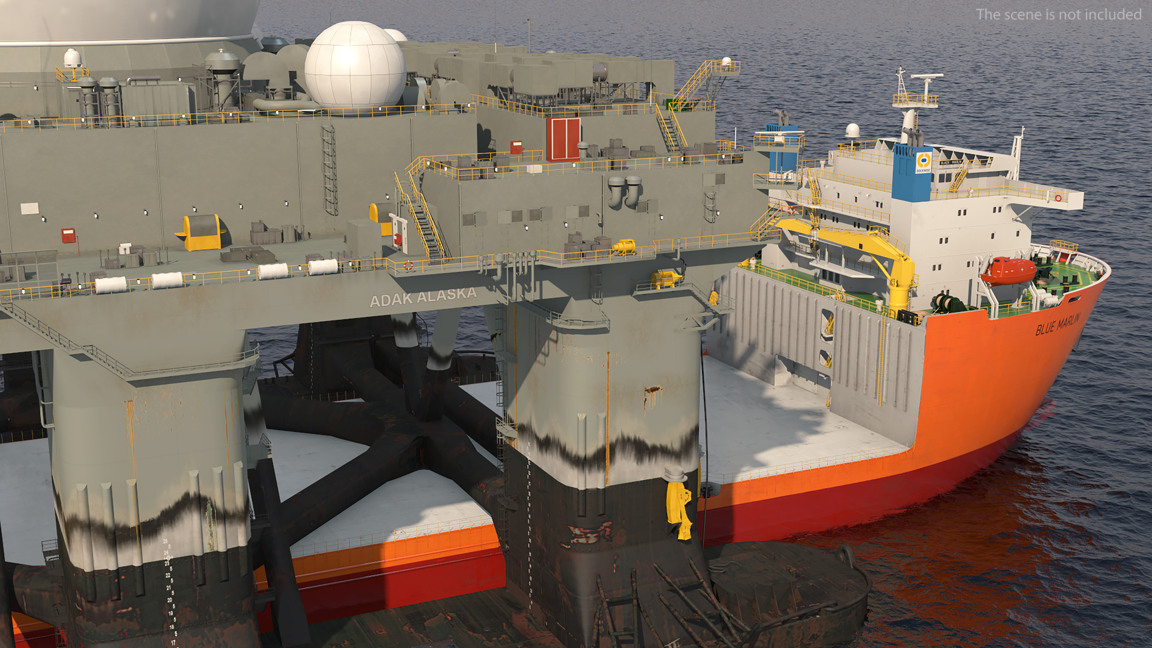 Blue Marlin Heavy Lift Vessel with Sea SBX RIgged 3D model