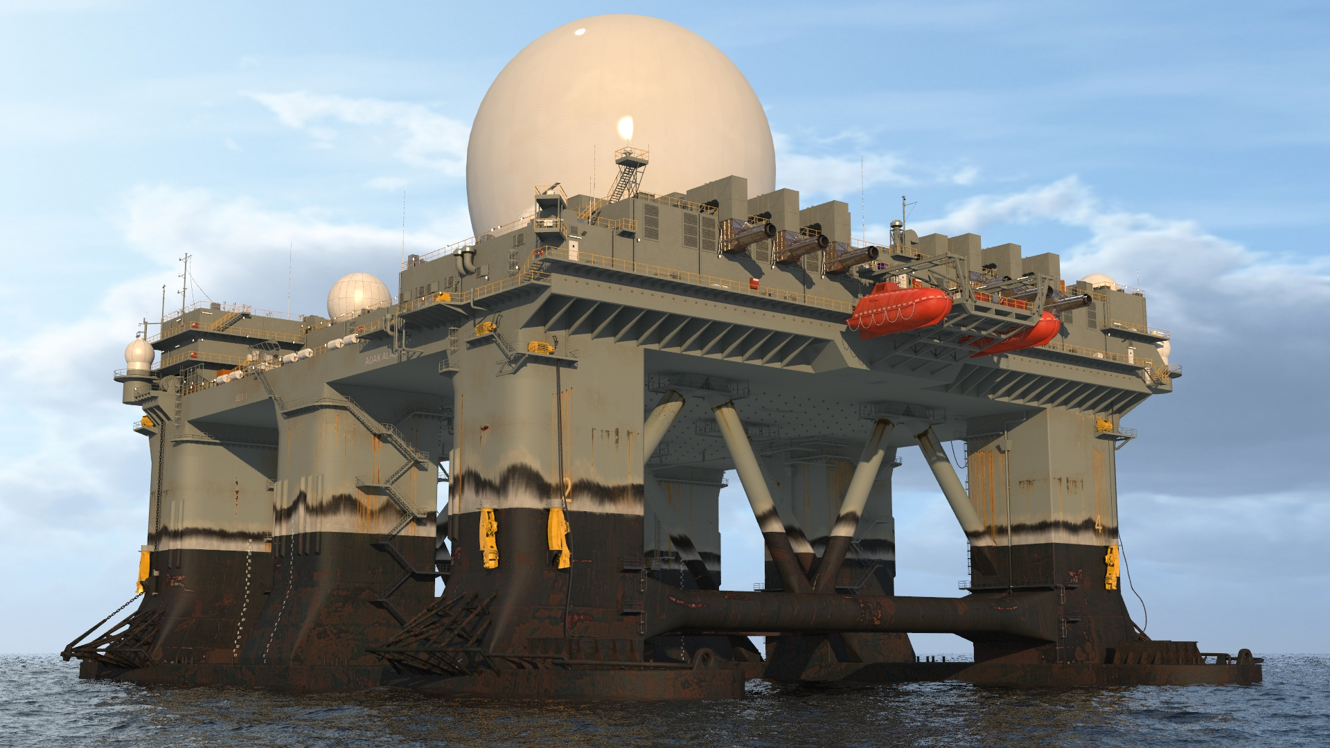 Blue Marlin Heavy Lift Vessel with Sea SBX RIgged 3D model