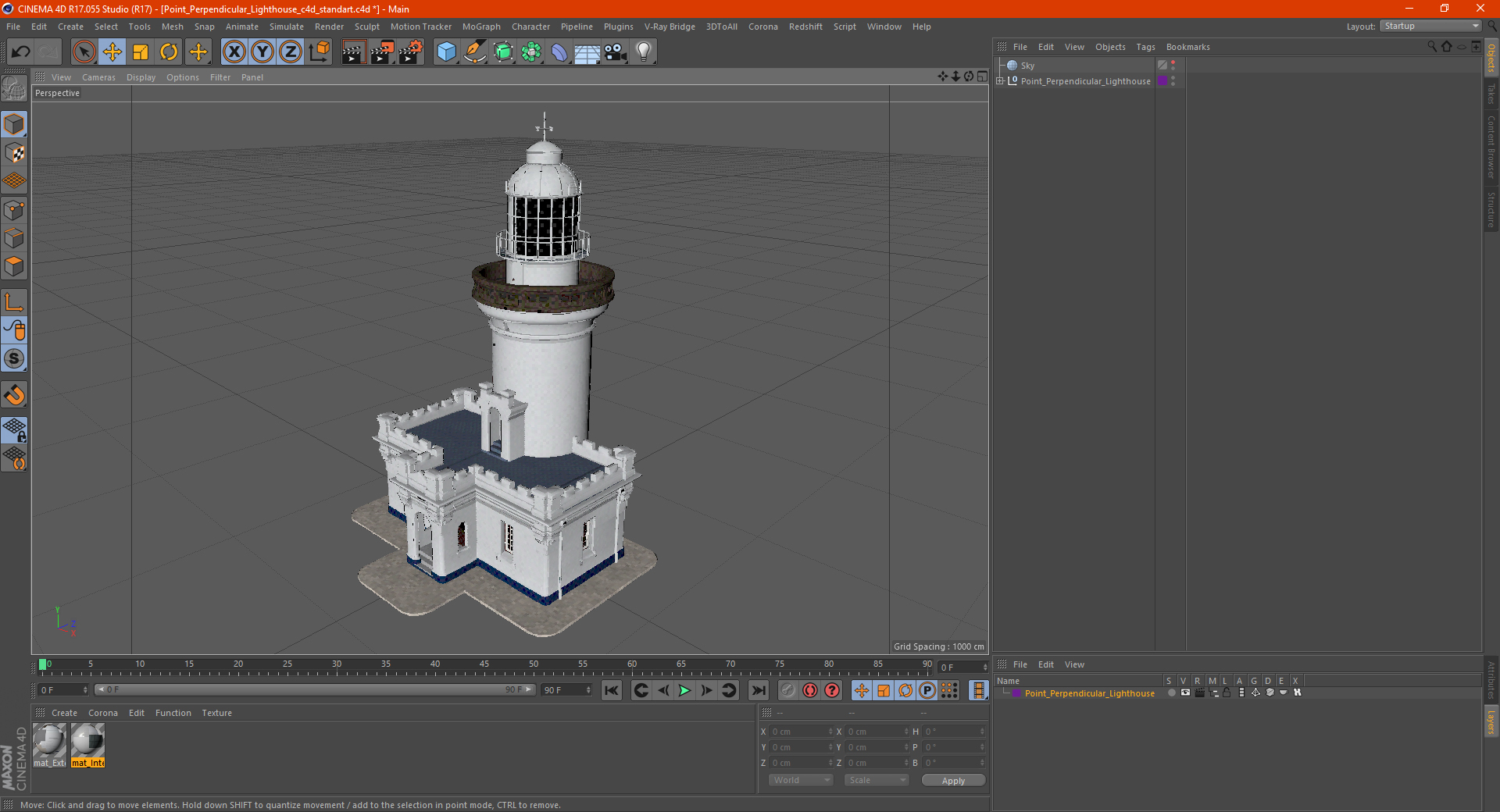 3D model Point Perpendicular Lighthouse