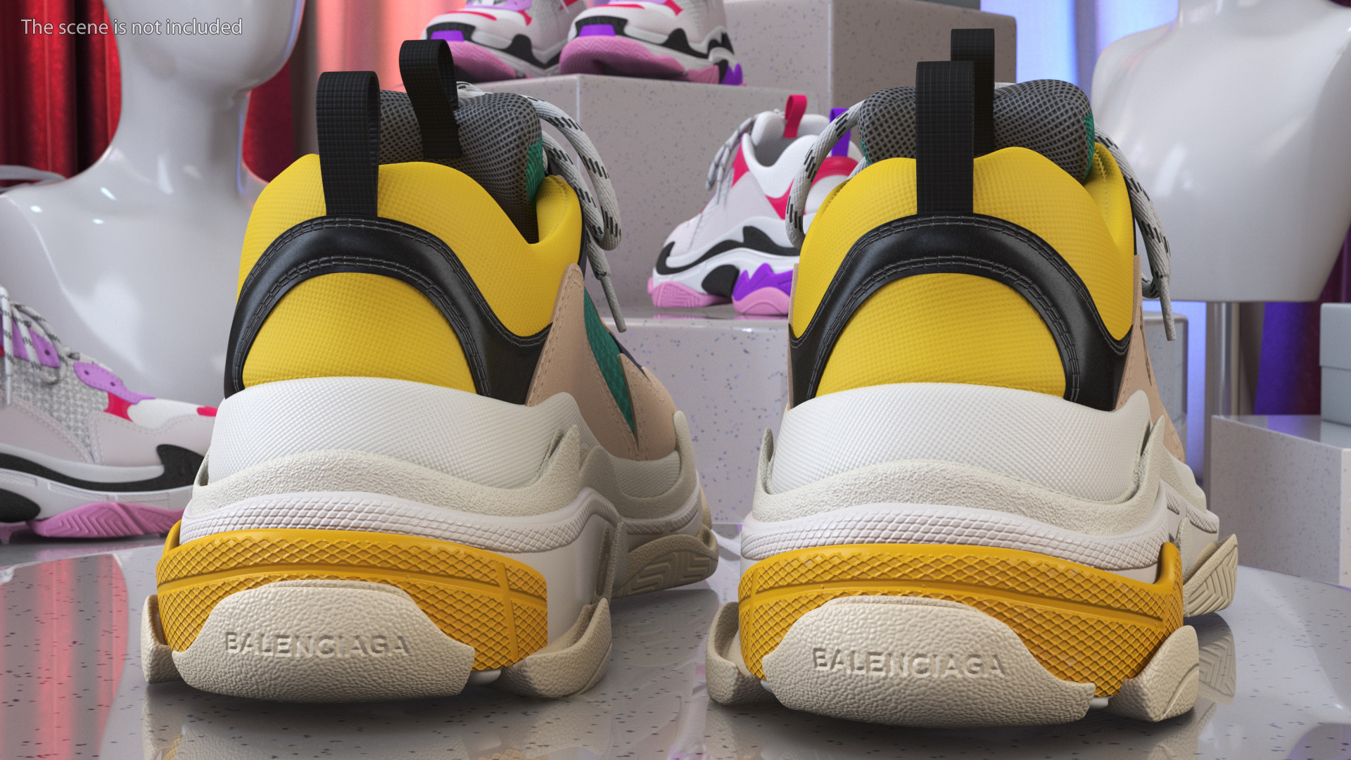 3D Balenciaga Ugly Sneakers Yellow