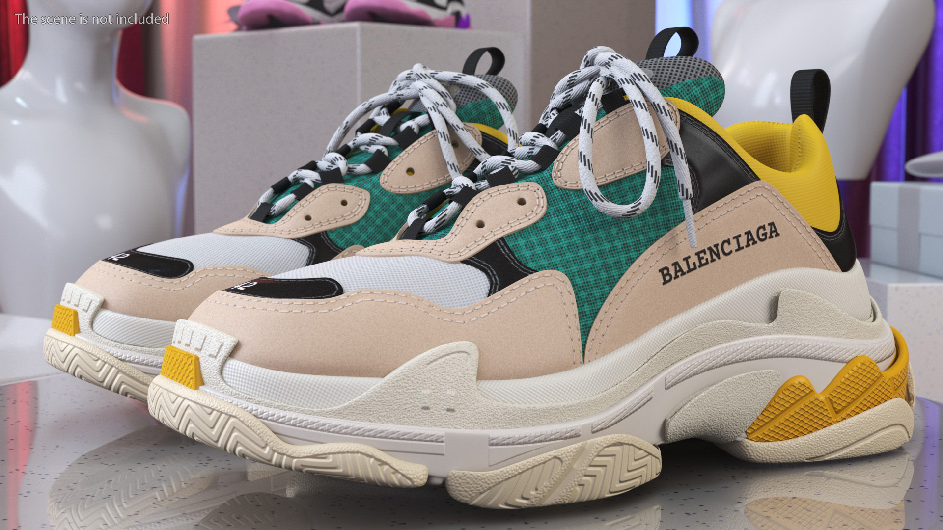 3D Balenciaga Ugly Sneakers Yellow