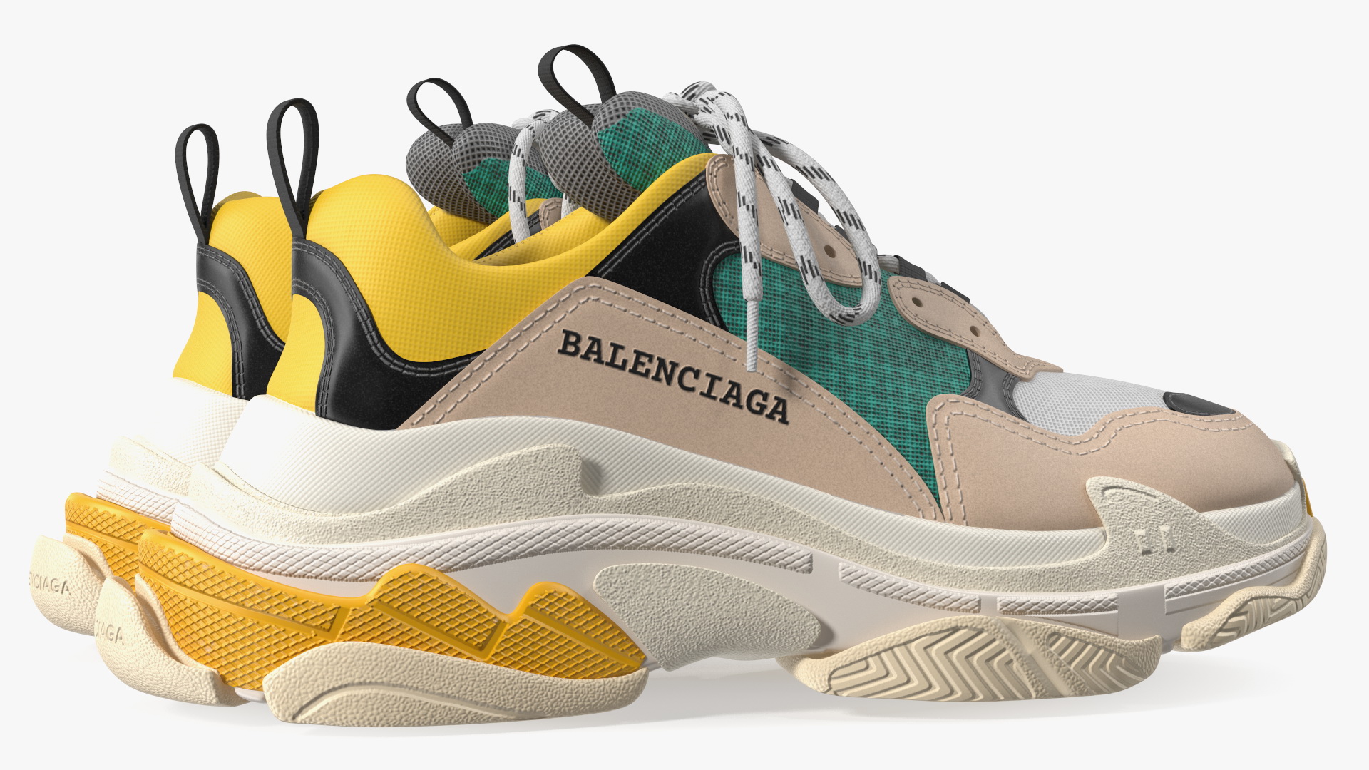 3D Balenciaga Ugly Sneakers Yellow