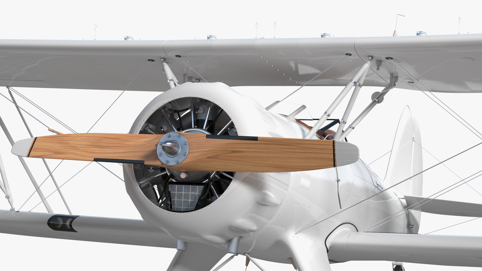 Coastal Biplane YMF-5 White Rigged 3D model