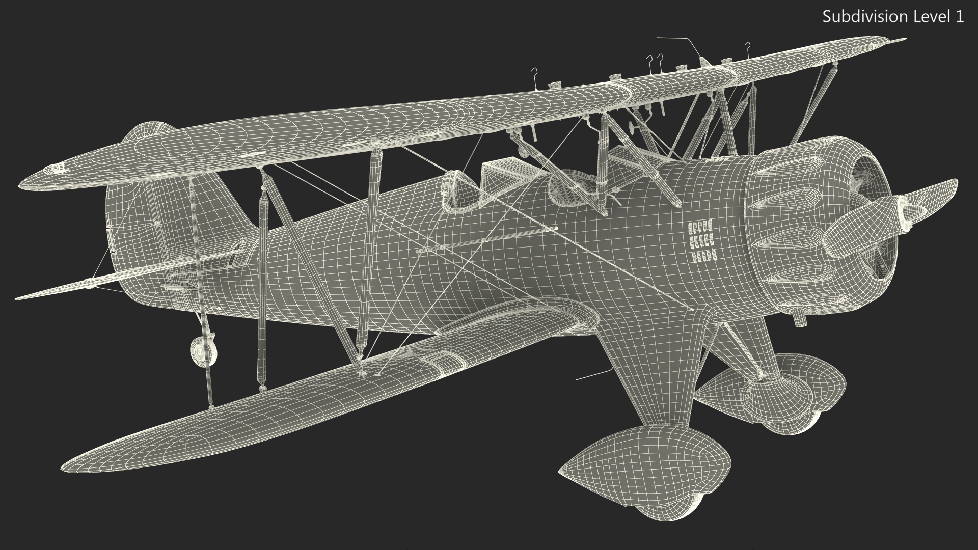 Coastal Biplane YMF-5 White Rigged 3D model