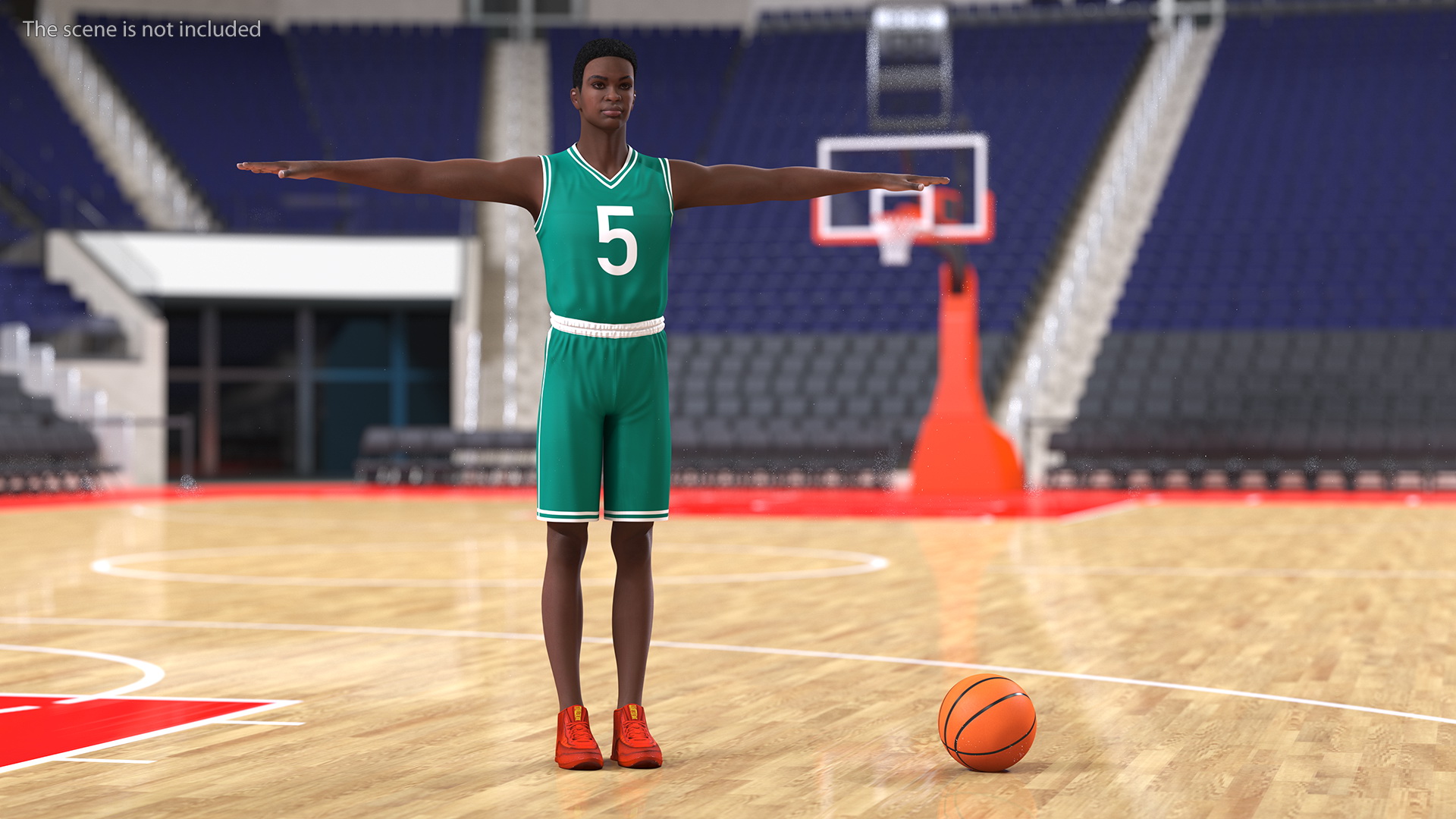 3D Dark Skin Teenager Basketball Player Rigged model